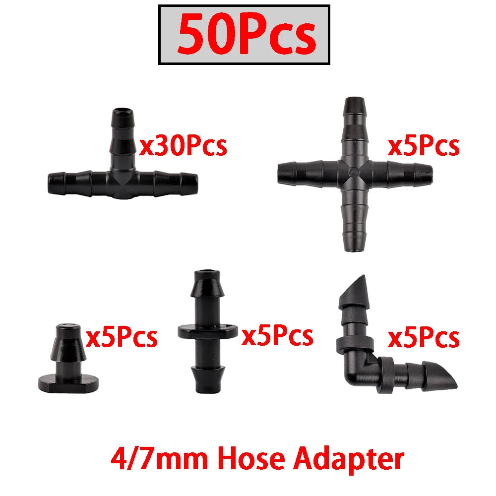10-50Pcs 0~60L/ Adjustable Dripper Micro Drip Irrigation Regulator Emitter, 4/7mm Tubing Fittings, for Flower Pot Garden Lawn