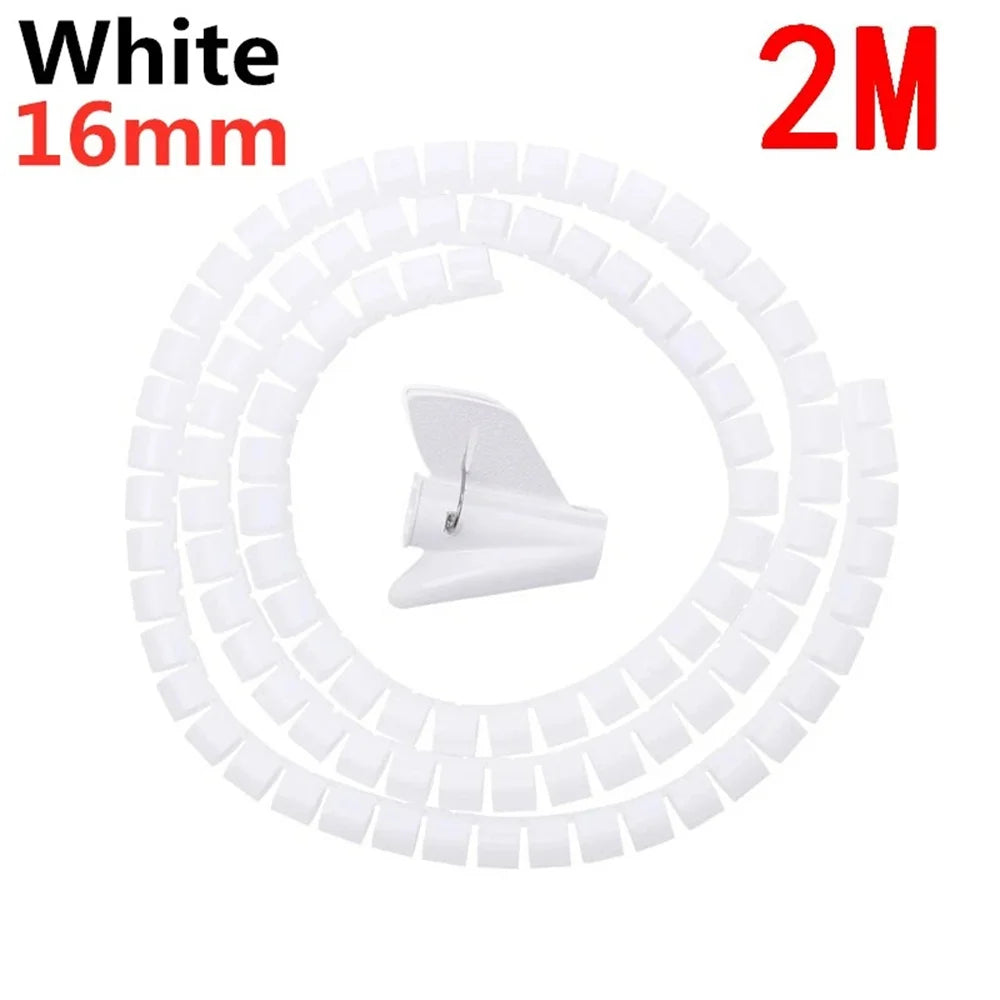 1.5/2m 10/16 mm Flexible Spiral Cable Organizer Storage Pipe Cord Protector Management Cable Winder Desk Tidy Cable Accessories