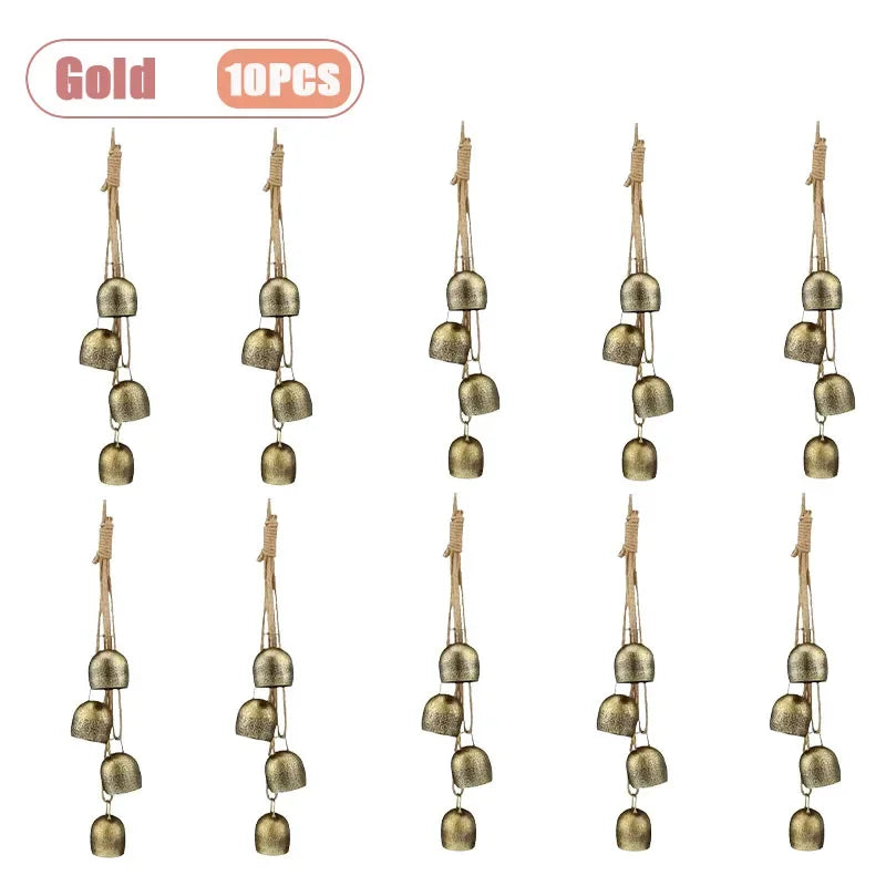 1-10PCS Christmas Metal Bell Vintage Cow Bell Wind Chimes for Garden Courtyard and Holiday Wall Hanging New Year Decor