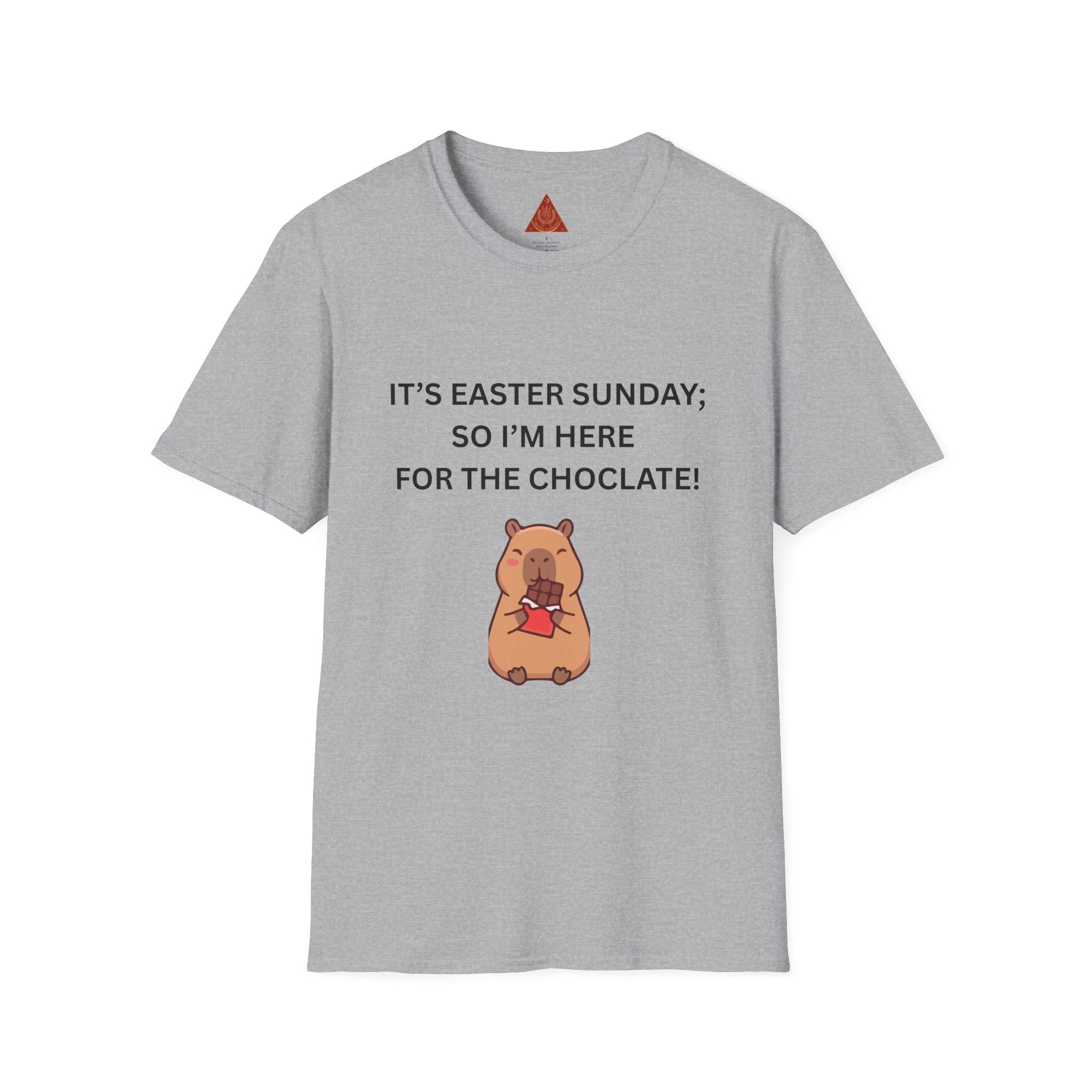 Trono Supremo |  Contemporary  |  Easter Chocolate Shirt — "It's Easter Sunday; So I'm Here for the Chocolate!" with Cute Bunny