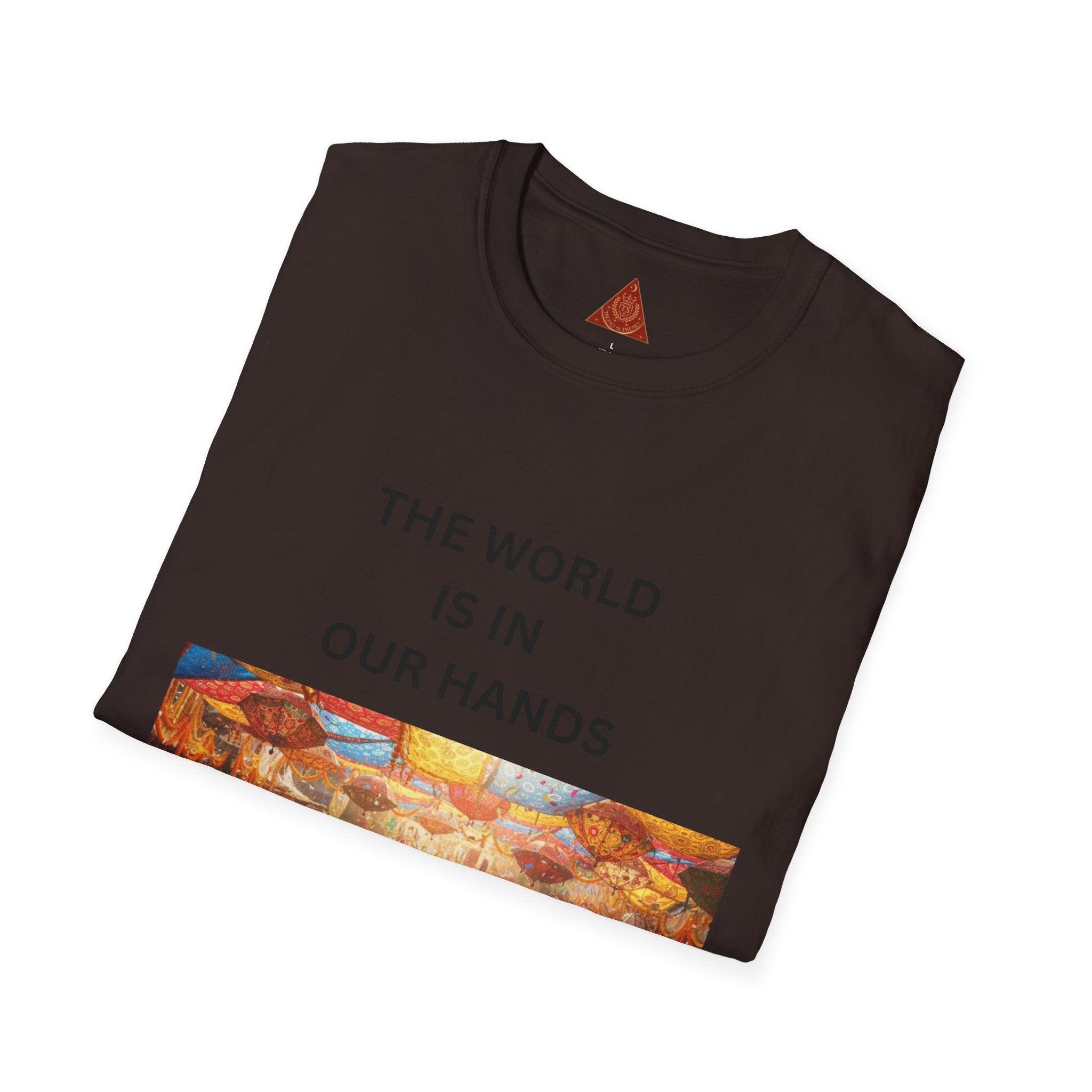 Trono Supremo | Contemporary | T‑Shirt — "The World Is In Our Hands" Peace & Unity Graphic Tee