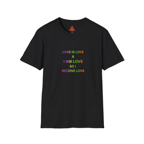 Trono Supremo  |  Contemporary  |  Love Is Love Affirmation T-Shirt — "Love Is Love / I Am Love So I Receive Love" Pride Tee