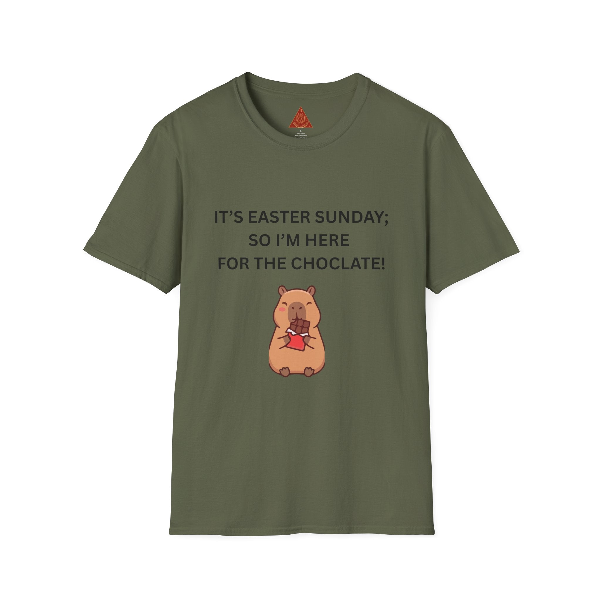 Trono Supremo |  Contemporary  |  Easter Chocolate Shirt — "It's Easter Sunday; So I'm Here for the Chocolate!" with Cute Bunny