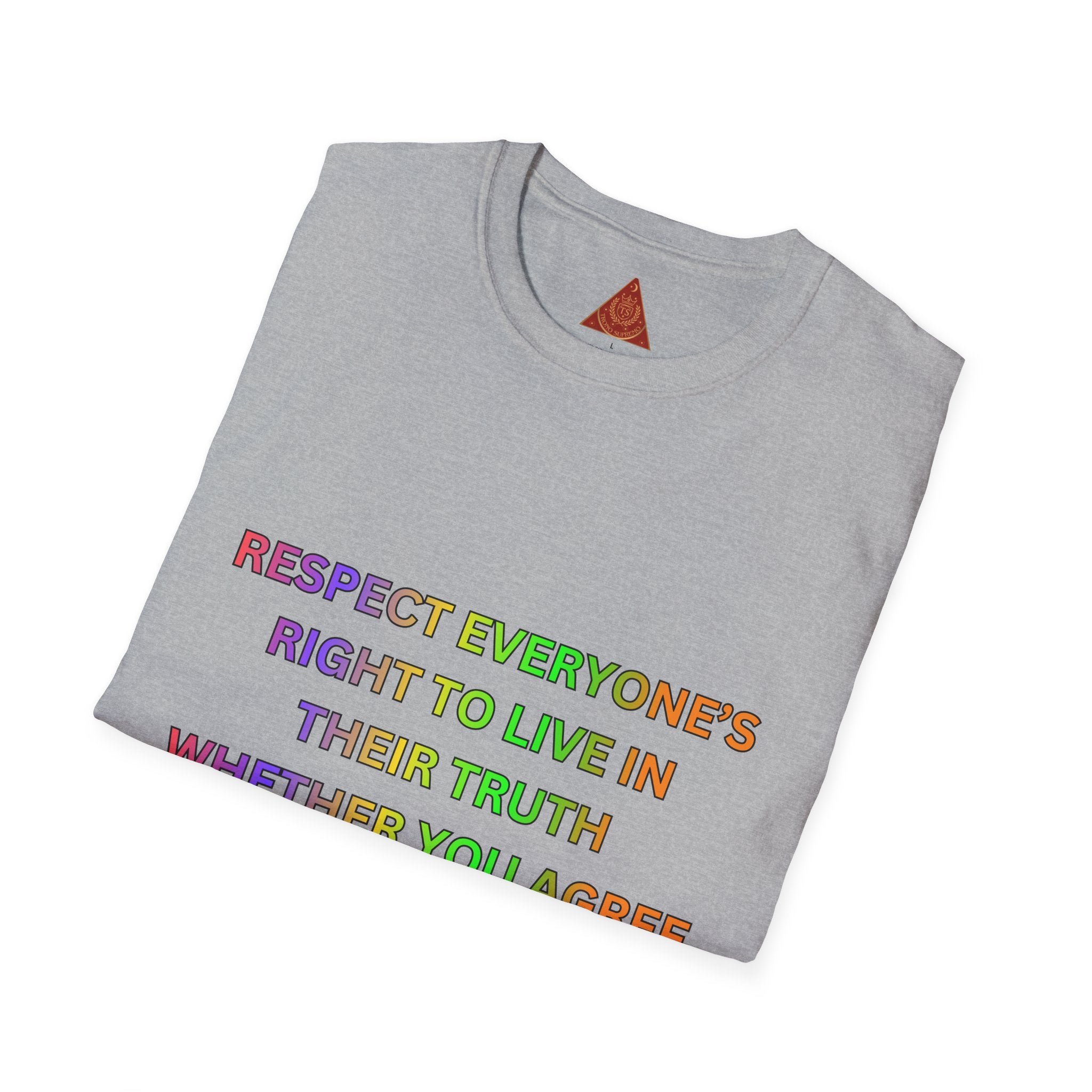 Trono Supremo  |  Contemporary  |  Respect Everyone's Right T-Shirt — Rainbow Equality Statement Tee
