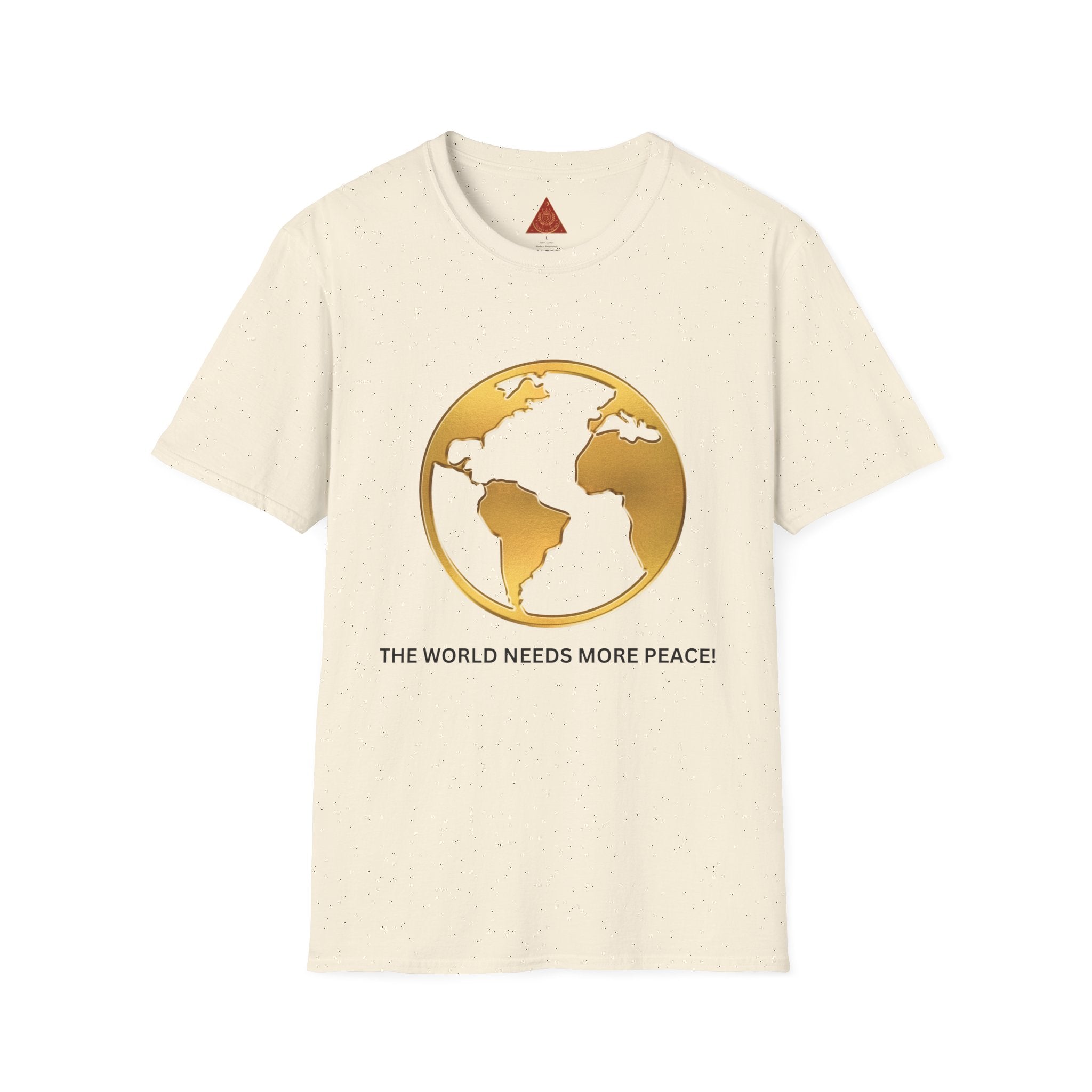 Trono Supremo | Peace Globe T-Shirt — "The World Needs More Peace" Gold Earth Tee