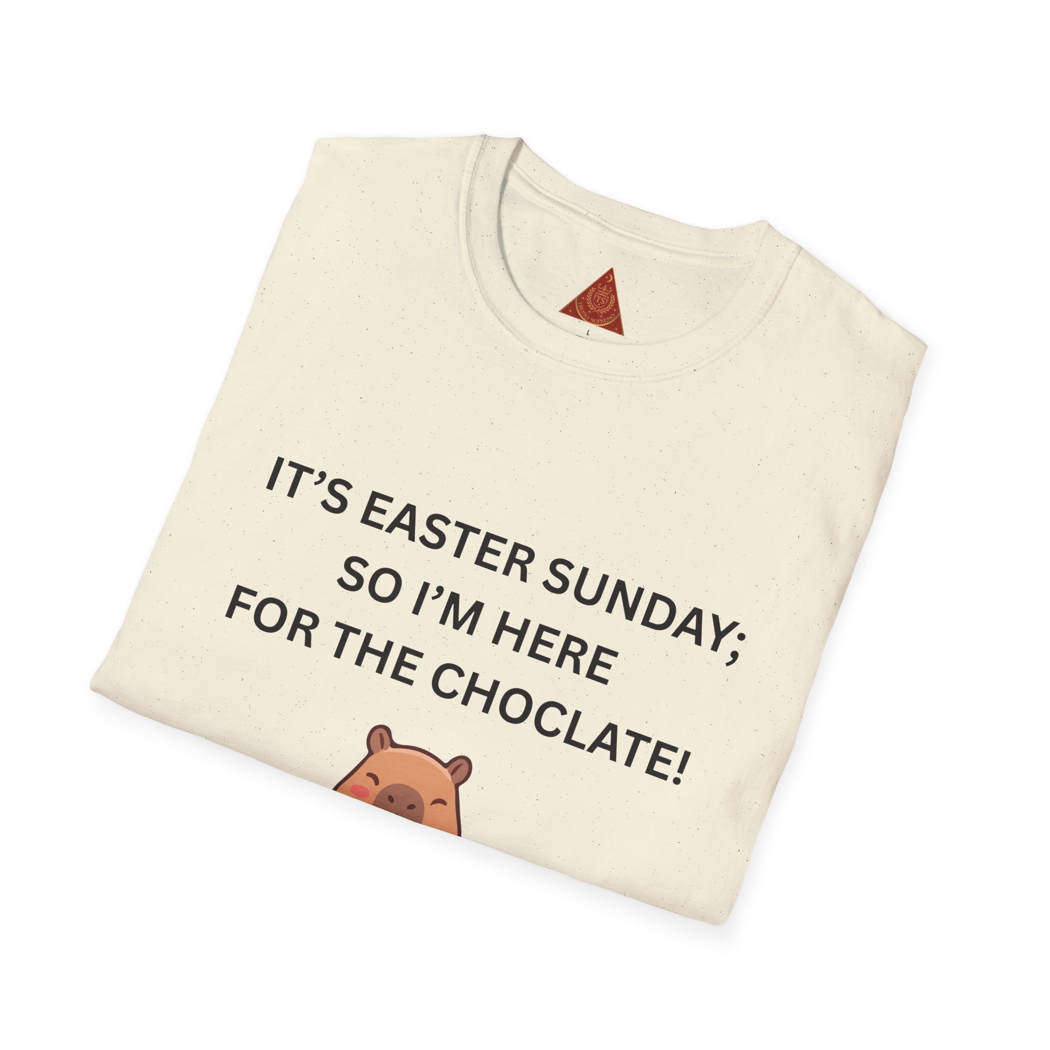 Trono Supremo |  Contemporary  |  Easter Chocolate Shirt — "It's Easter Sunday; So I'm Here for the Chocolate!" with Cute Bunny