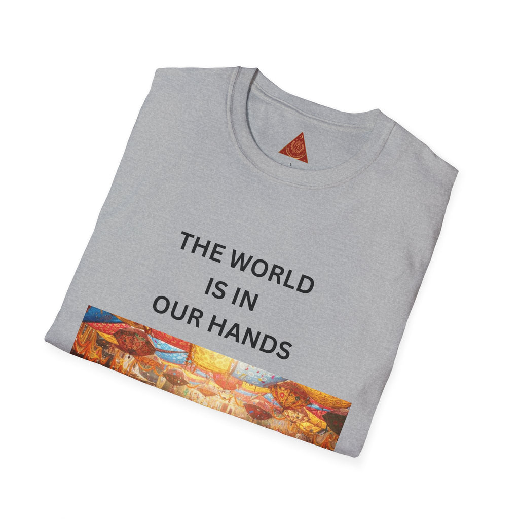 Trono Supremo | Contemporary | T‑Shirt — "The World Is In Our Hands" Peace & Unity Graphic Tee