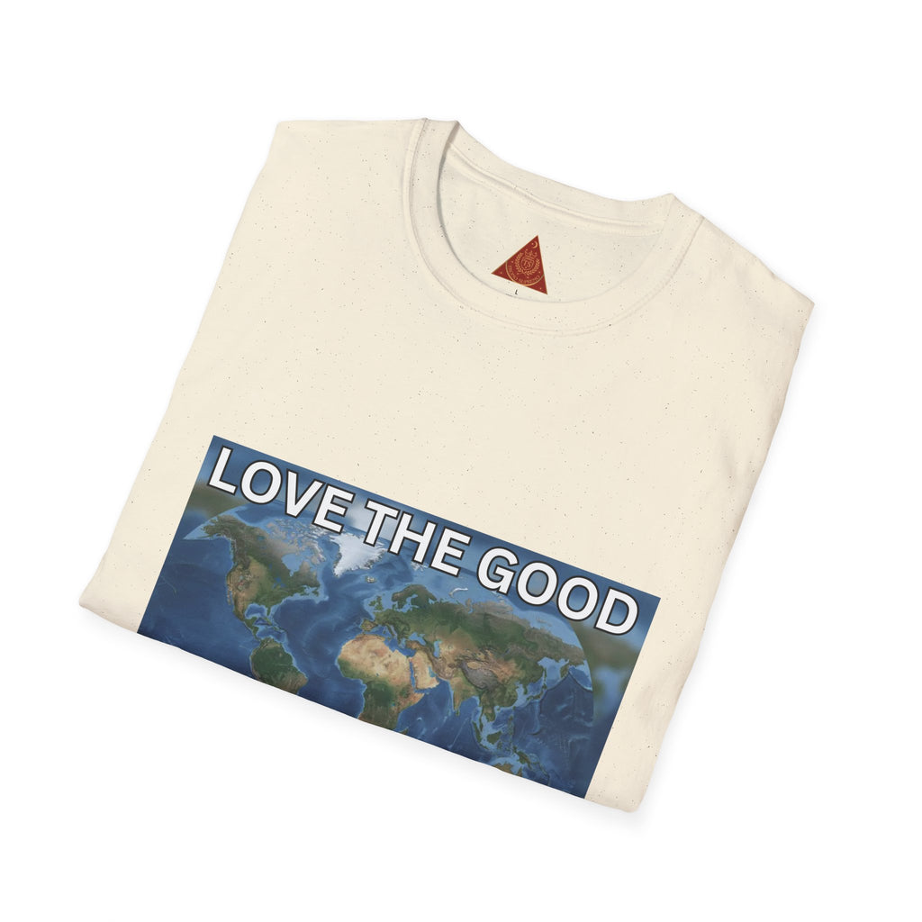 Trono Supremo | Contemporary | Love the Good in the World T-Shirt — Earth Map Positive Message Tee