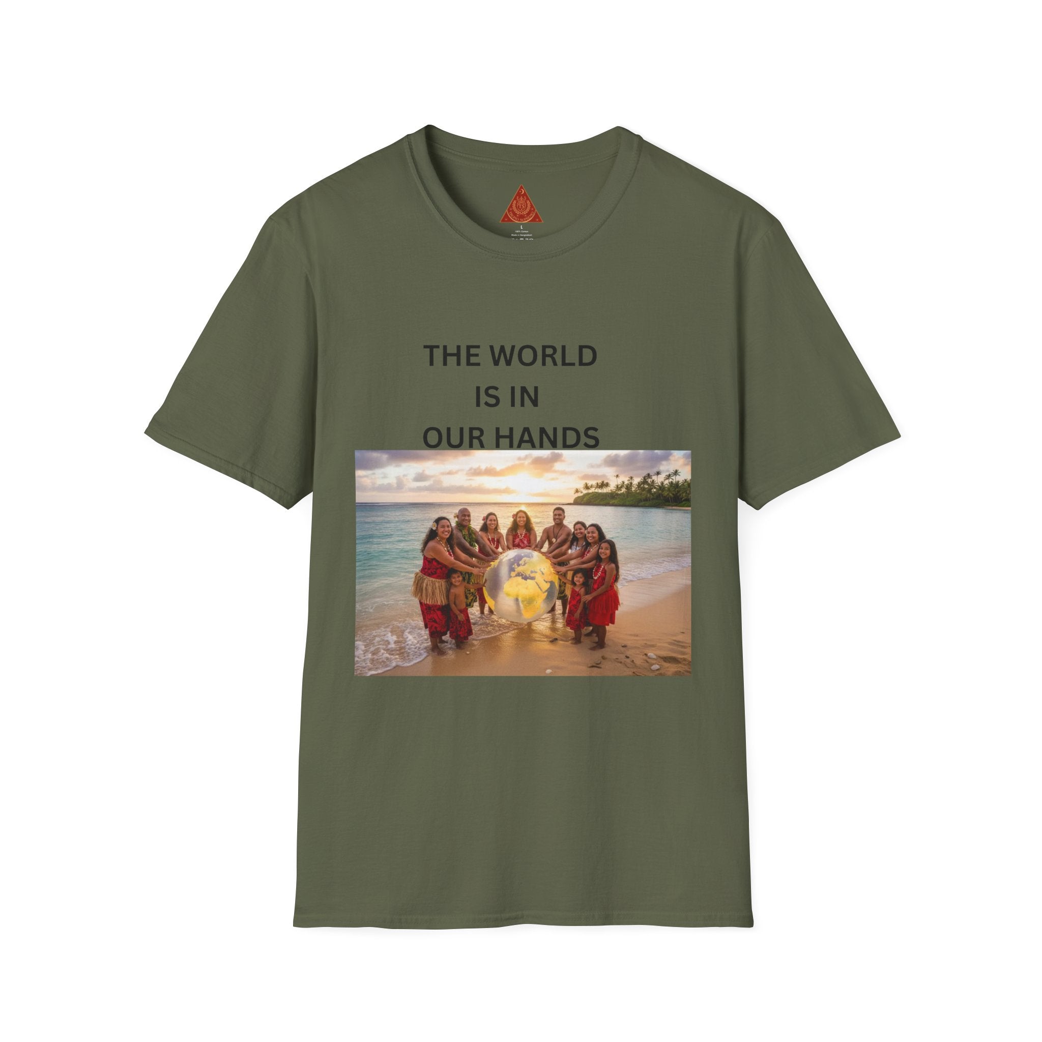 Trono Supremo { Contemporary | T-Shirt — “The World Is In Our Hands” Inspirational Beach Photo Tee