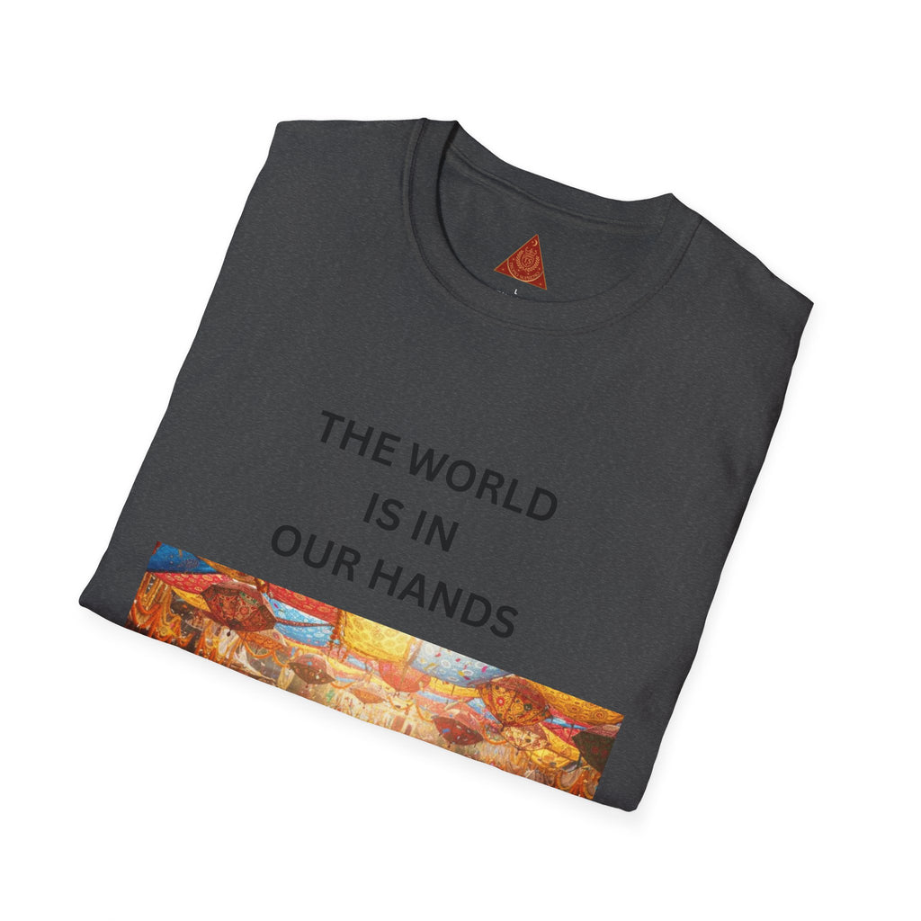 Trono Supremo | Contemporary | T‑Shirt — "The World Is In Our Hands" Peace & Unity Graphic Tee
