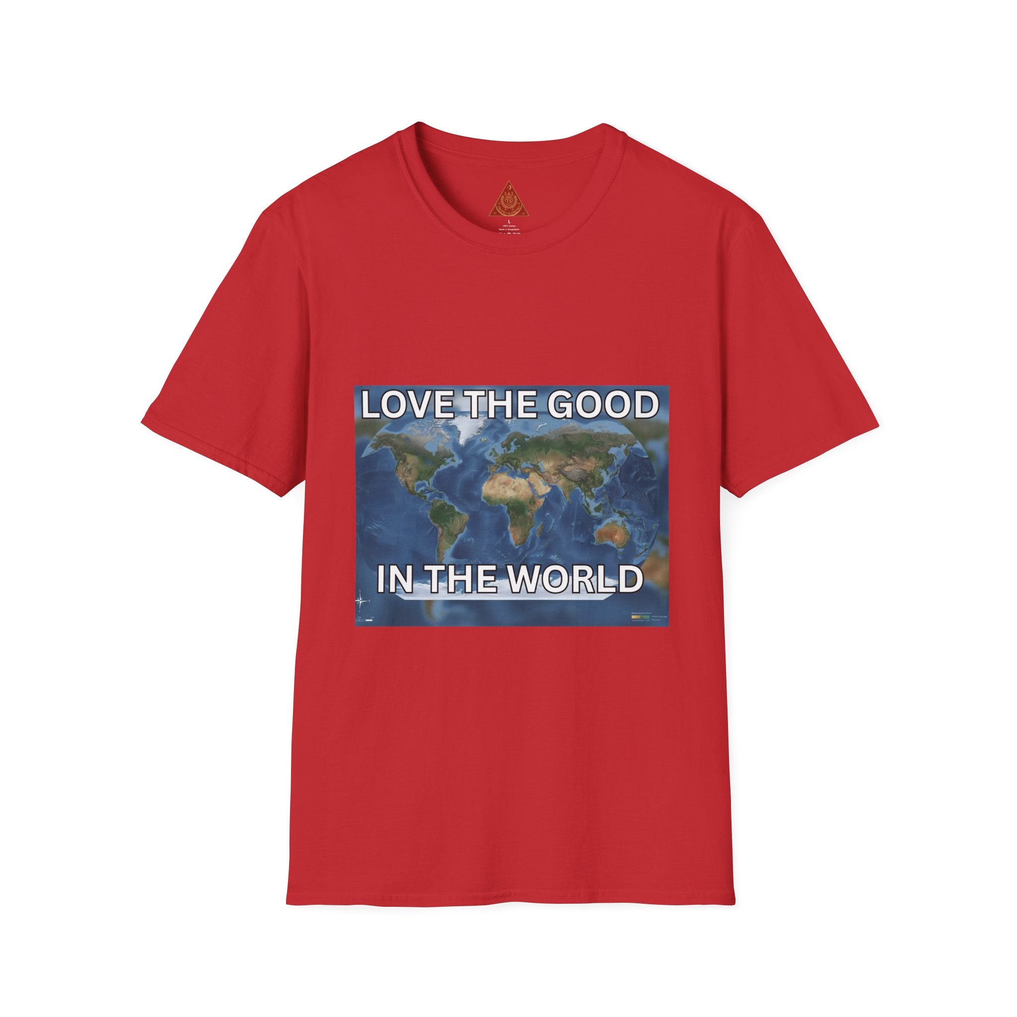 Trono Supremo | Contemporary | Love the Good in the World T-Shirt — Earth Map Positive Message Tee