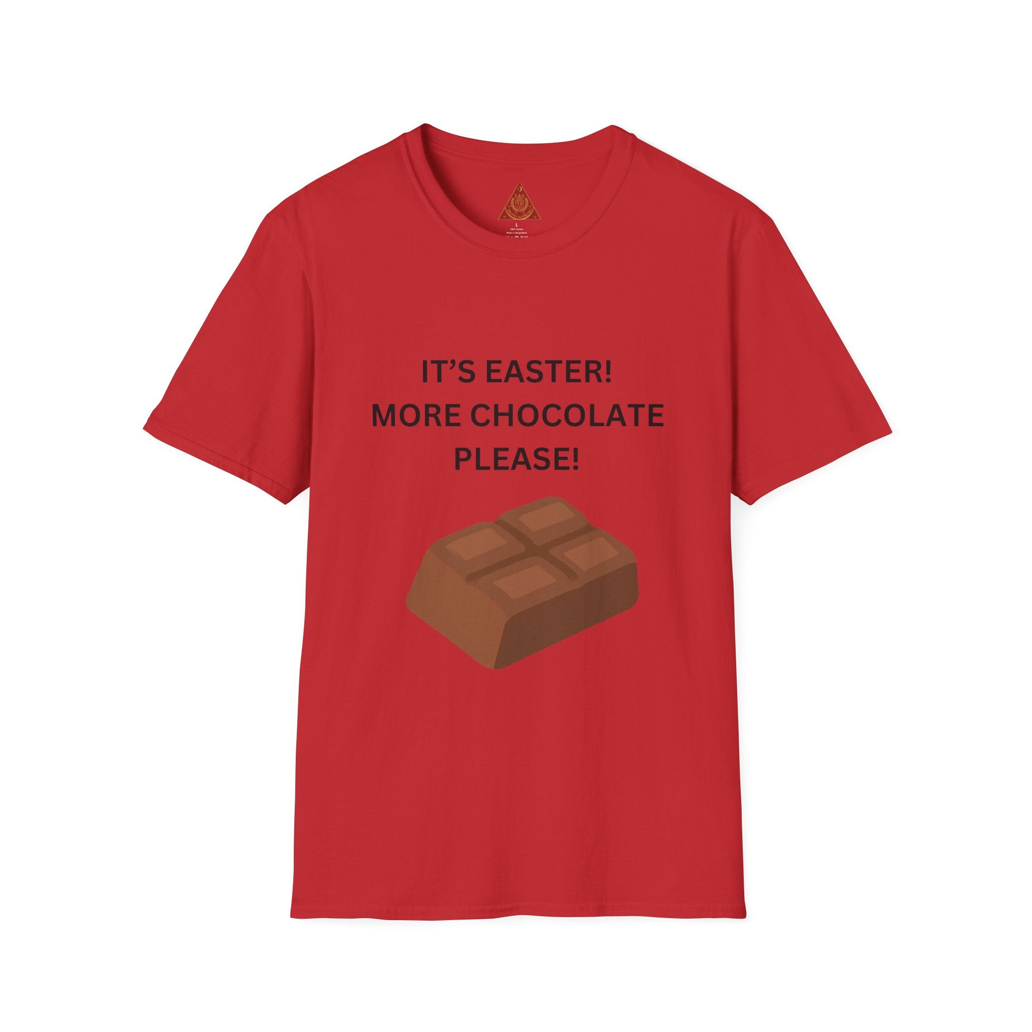 Trono Supremo |  Contemporary  |  Easter Chocolate T-Shirt — "It’s Easter! More Chocolate Please!" Graphic Tee