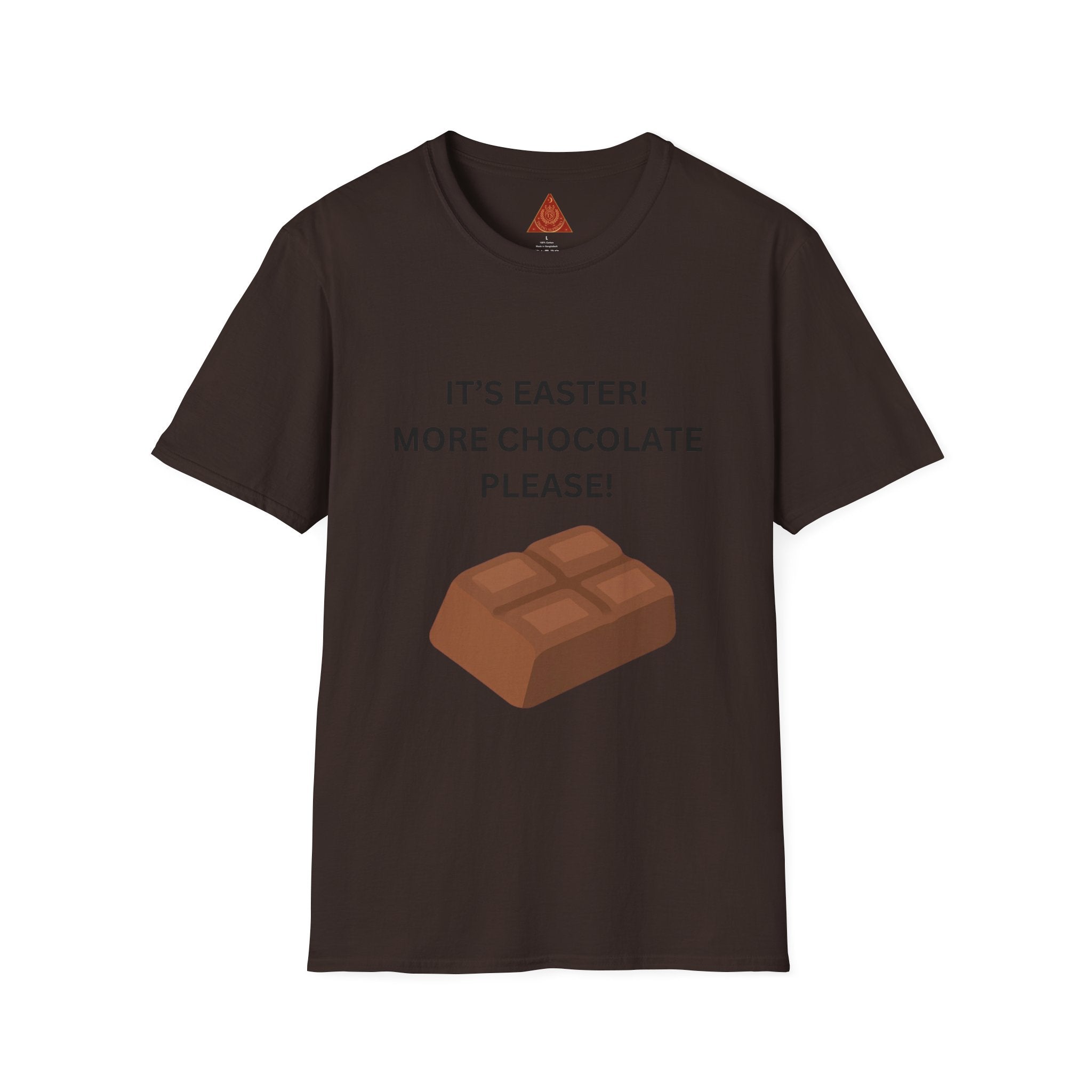 Trono Supremo |  Contemporary  |  Easter Chocolate T-Shirt — "It’s Easter! More Chocolate Please!" Graphic Tee