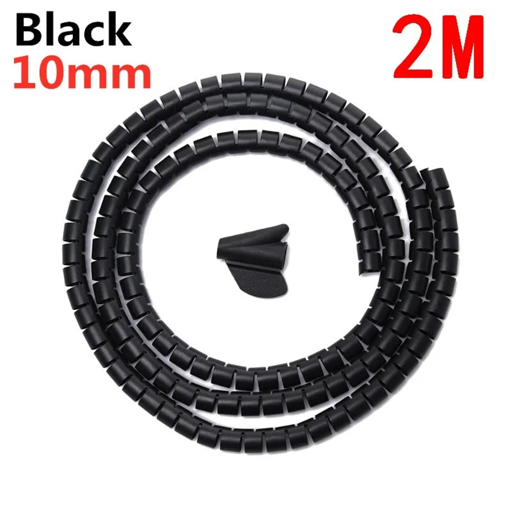 1.5/2m 10/16 mm Flexible Spiral Cable Organizer Storage Pipe Cord Protector Management Cable Winder Desk Tidy Cable Accessories