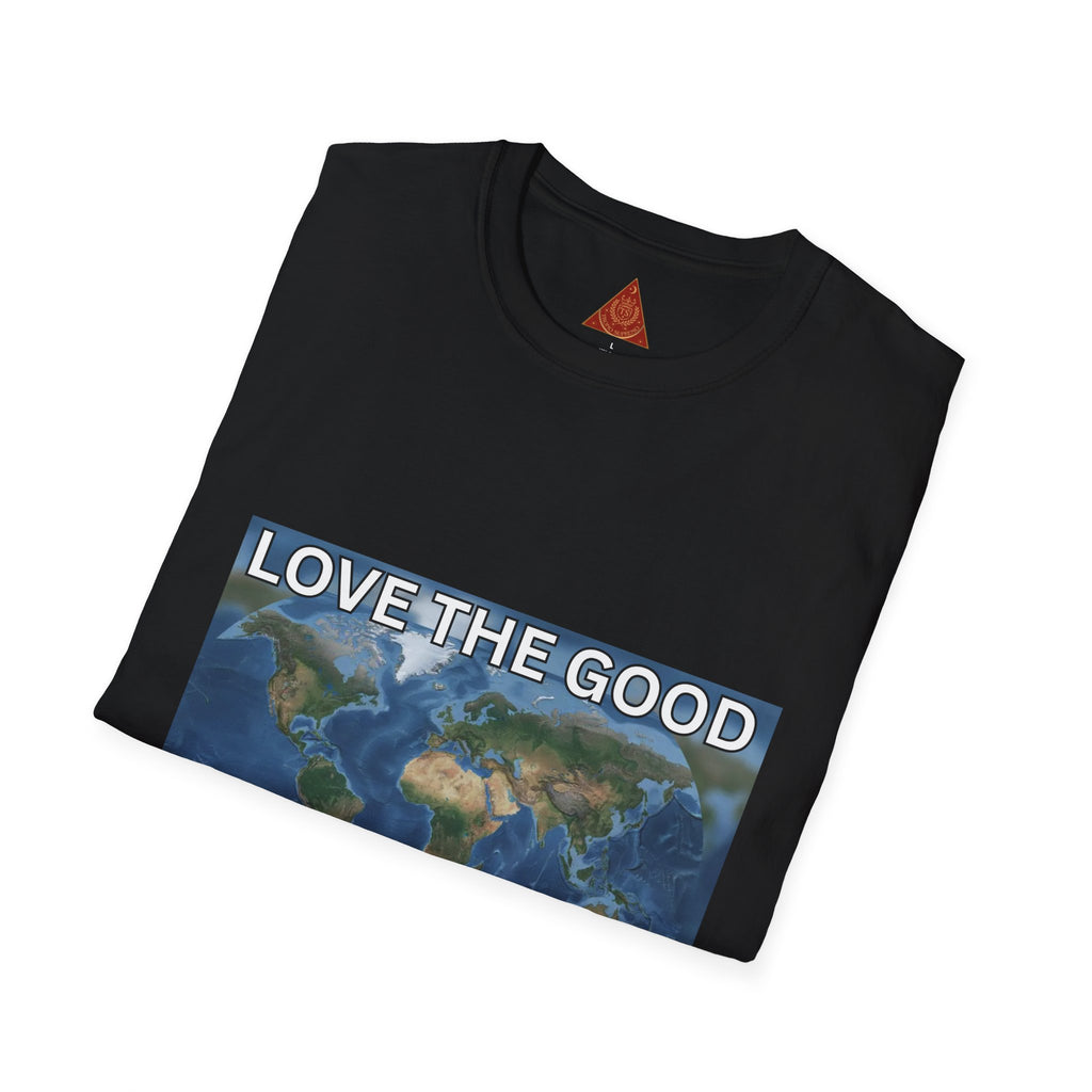 Trono Supremo | Contemporary | Love the Good in the World T-Shirt — Earth Map Positive Message Tee