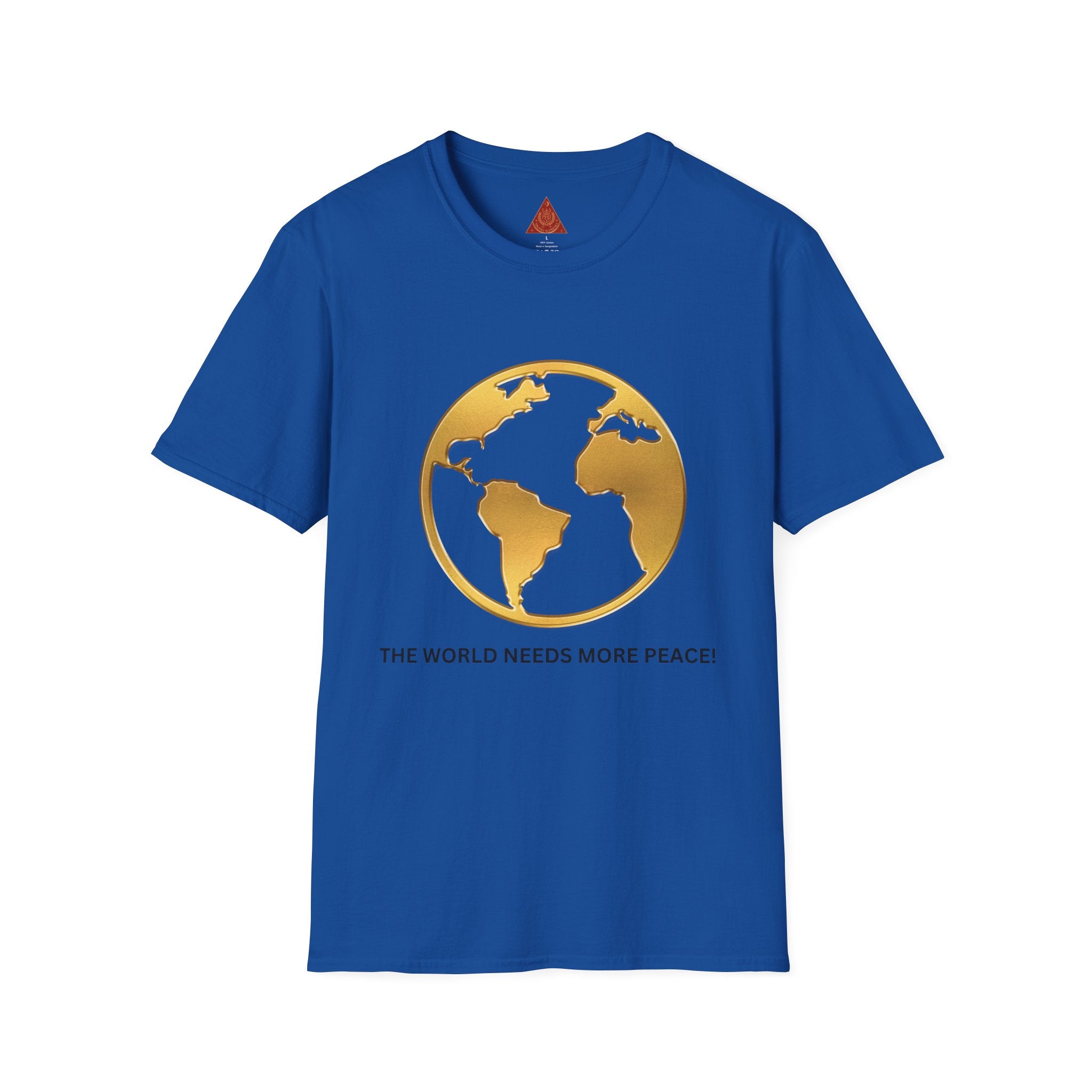 Trono Supremo | Peace Globe T-Shirt — "The World Needs More Peace" Gold Earth Tee