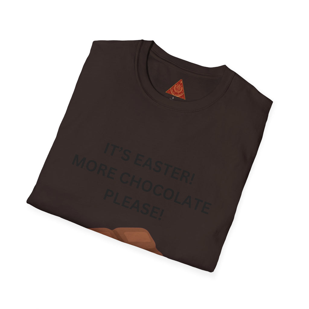 Trono Supremo |  Contemporary  |  Easter Chocolate T-Shirt — "It’s Easter! More Chocolate Please!" Graphic Tee