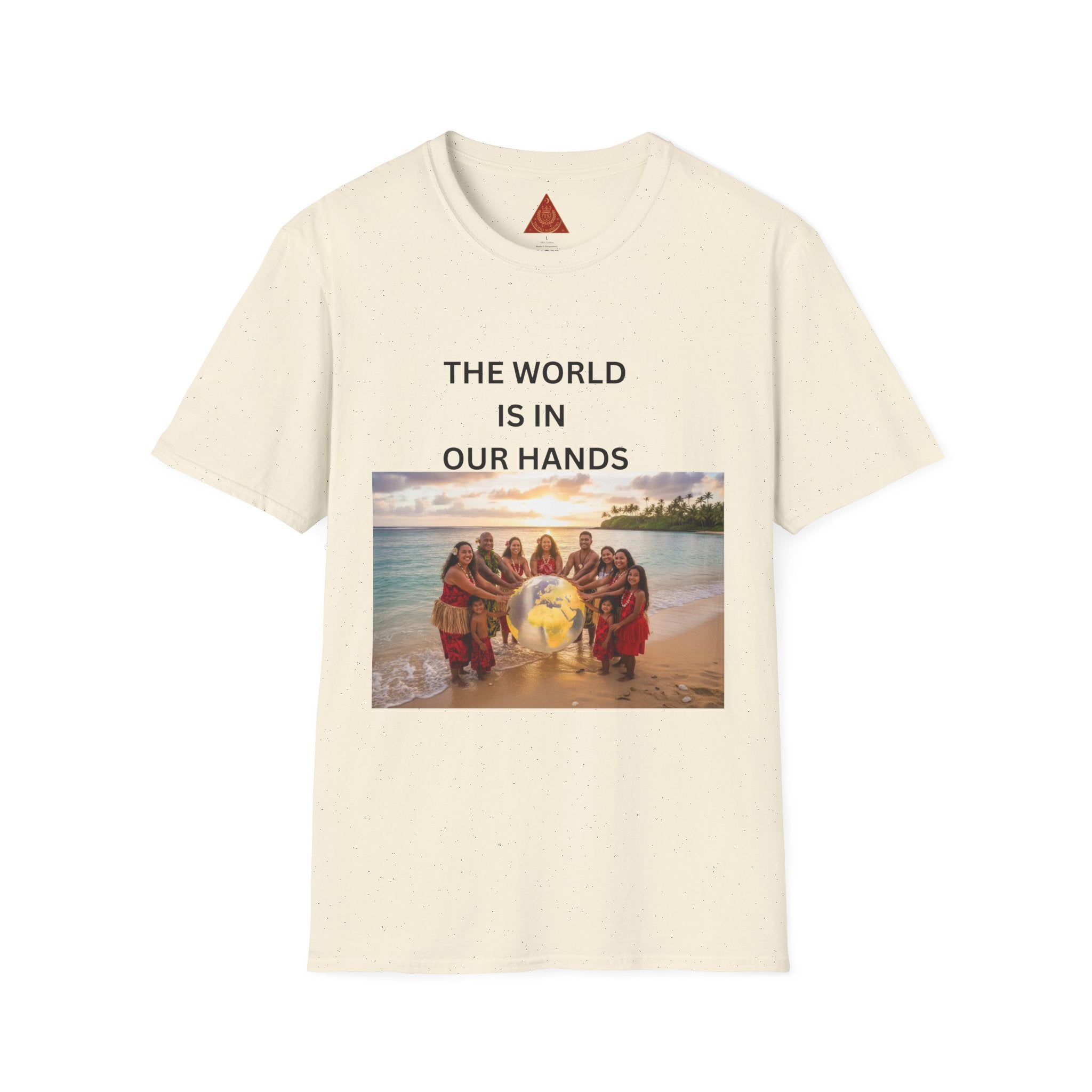 Trono Supremo { Contemporary | T-Shirt — “The World Is In Our Hands” Inspirational Beach Photo Tee