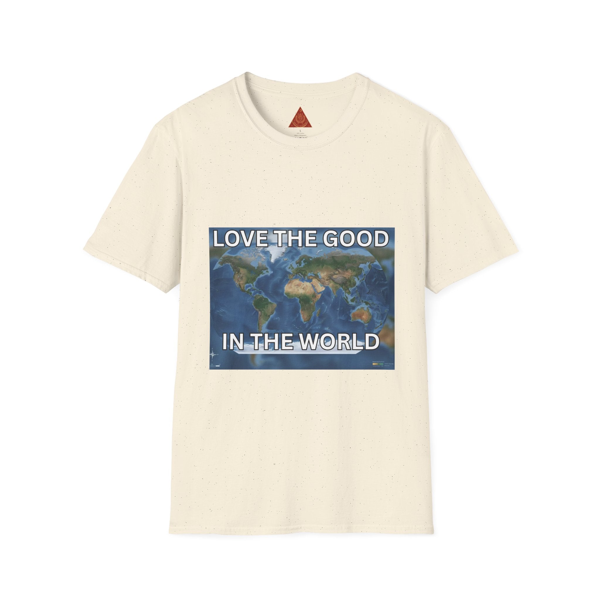 Trono Supremo | Contemporary | Love the Good in the World T-Shirt — Earth Map Positive Message Tee
