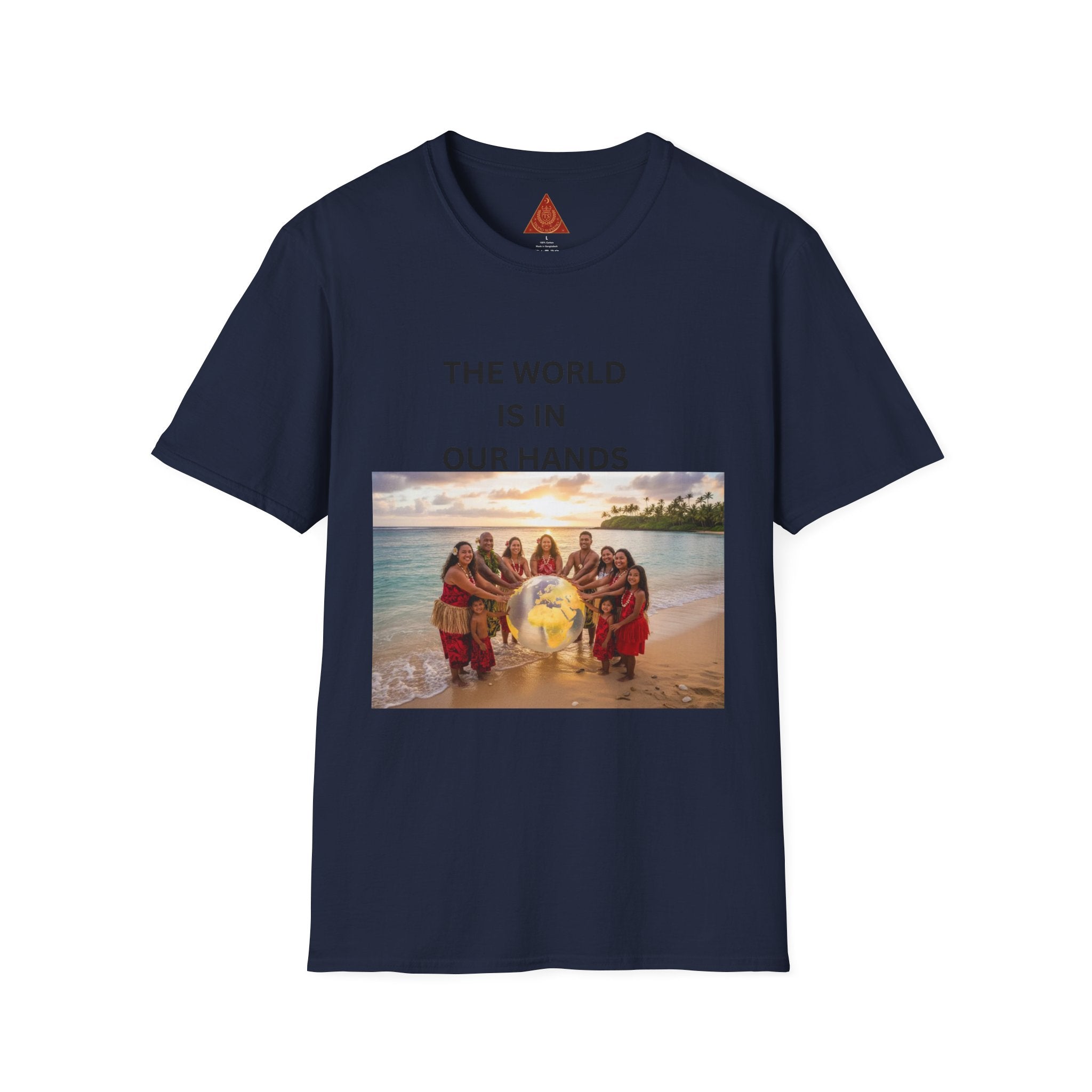 Trono Supremo { Contemporary | T-Shirt — “The World Is In Our Hands” Inspirational Beach Photo Tee