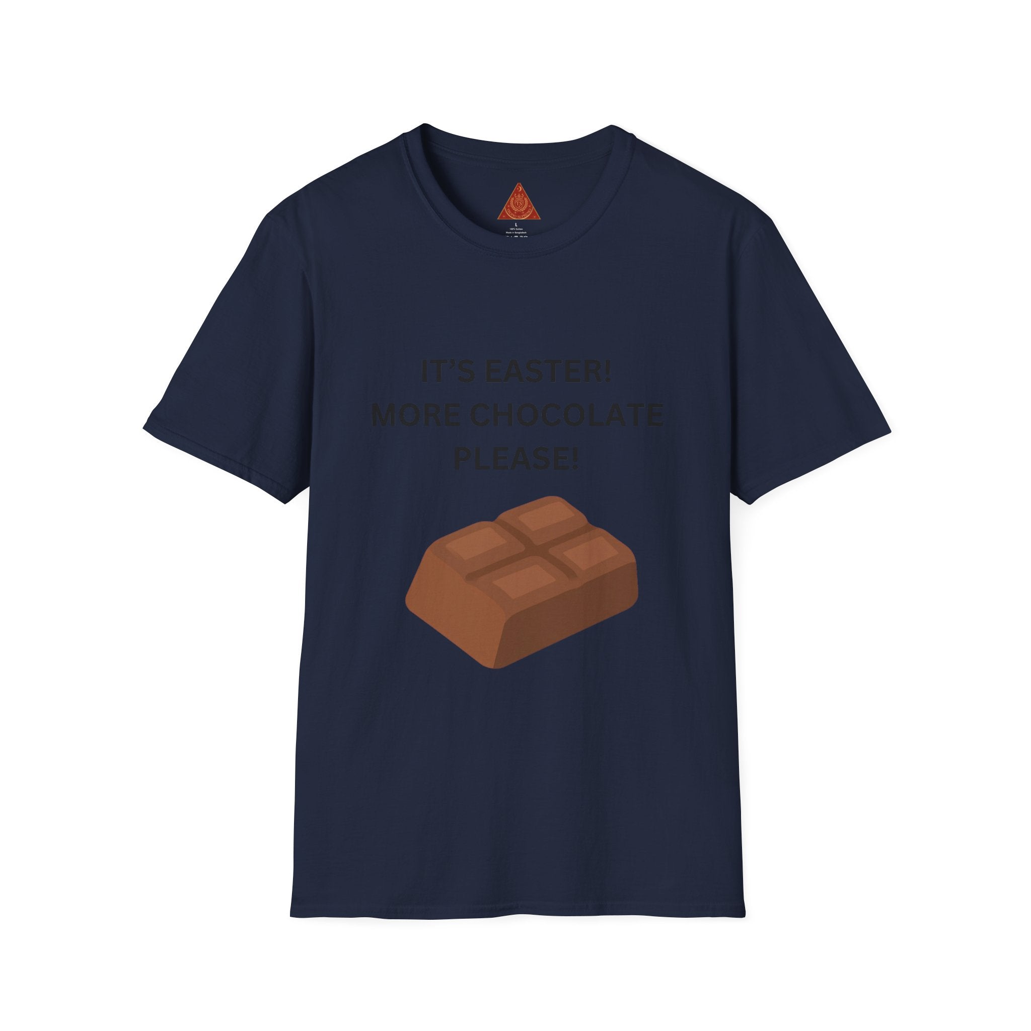 Trono Supremo |  Contemporary  |  Easter Chocolate T-Shirt — "It’s Easter! More Chocolate Please!" Graphic Tee