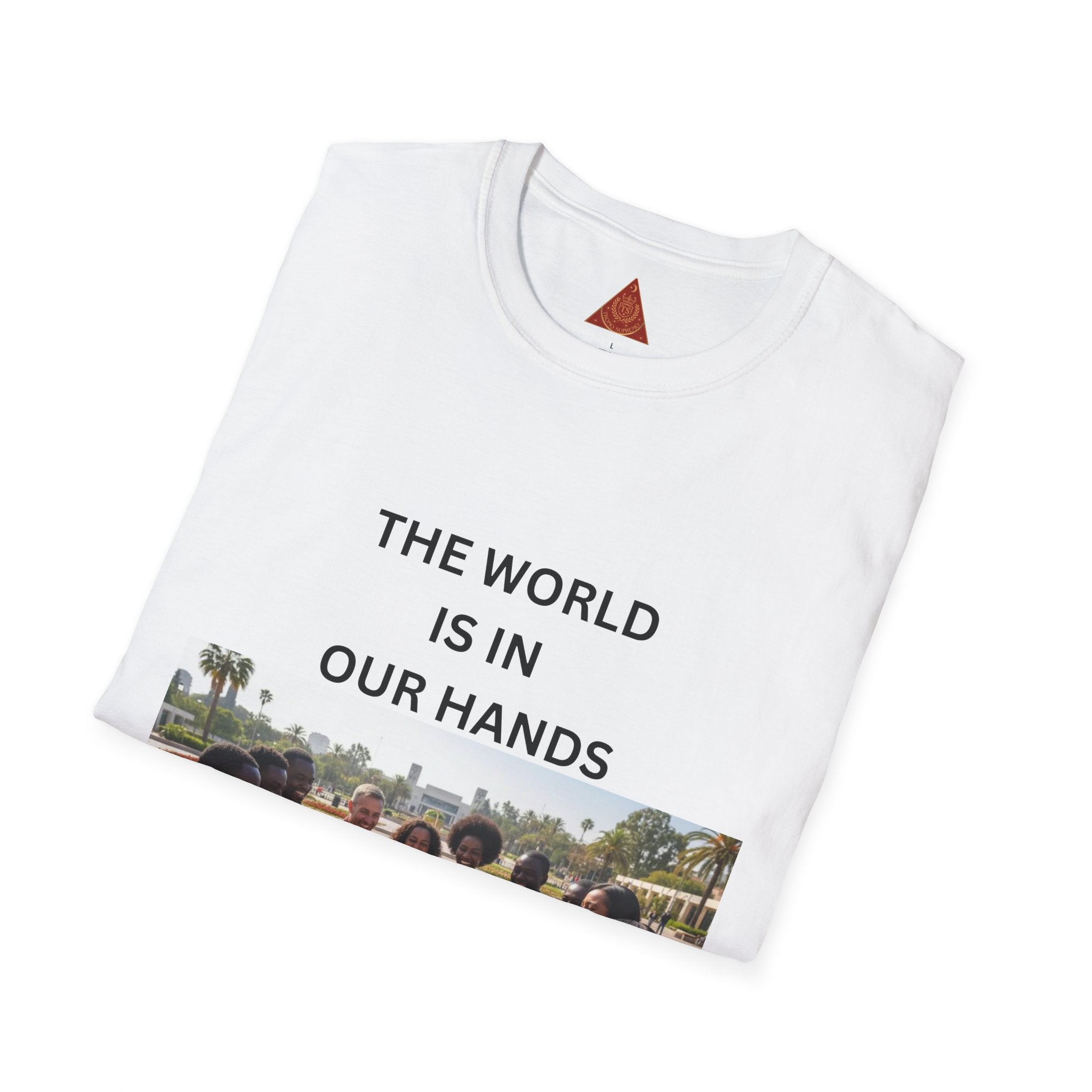 Trono Supremo { Contemporary | T-Shirt — "The World Is In Our Hands" Earth Day Community Graphic Tee