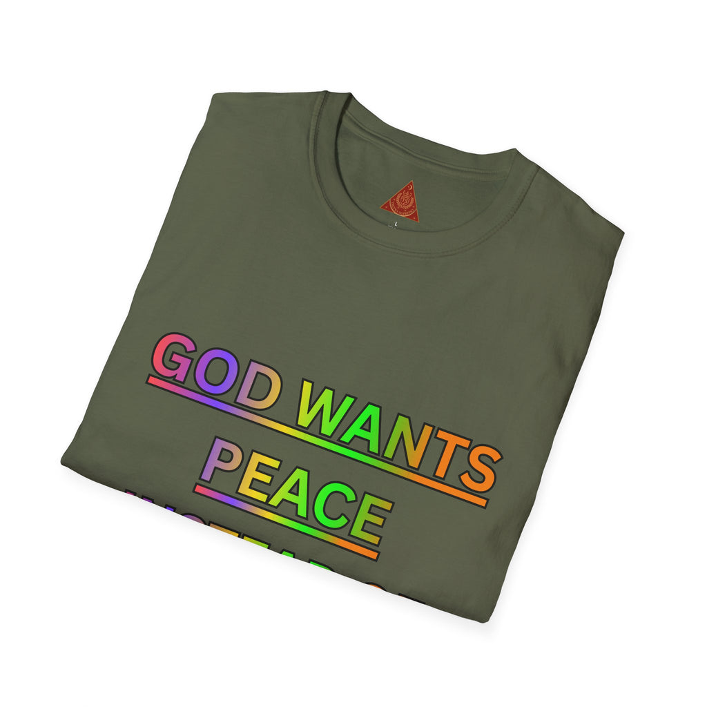 Trono Supremo  |  Contemporary  |  Unisex T-Shirt -- "GOD Wants Peace" Rainbow Tee