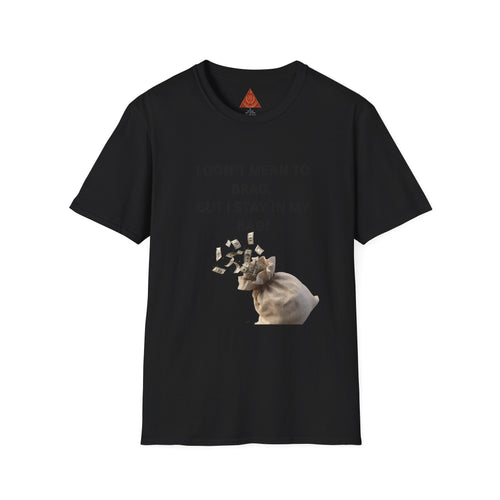 Trono Supremo  |  Contemporary  |  I Don't Mean to Brag But I Stay in My Bag T-Shirt — Funny Cat Money Bag Graphic Tee