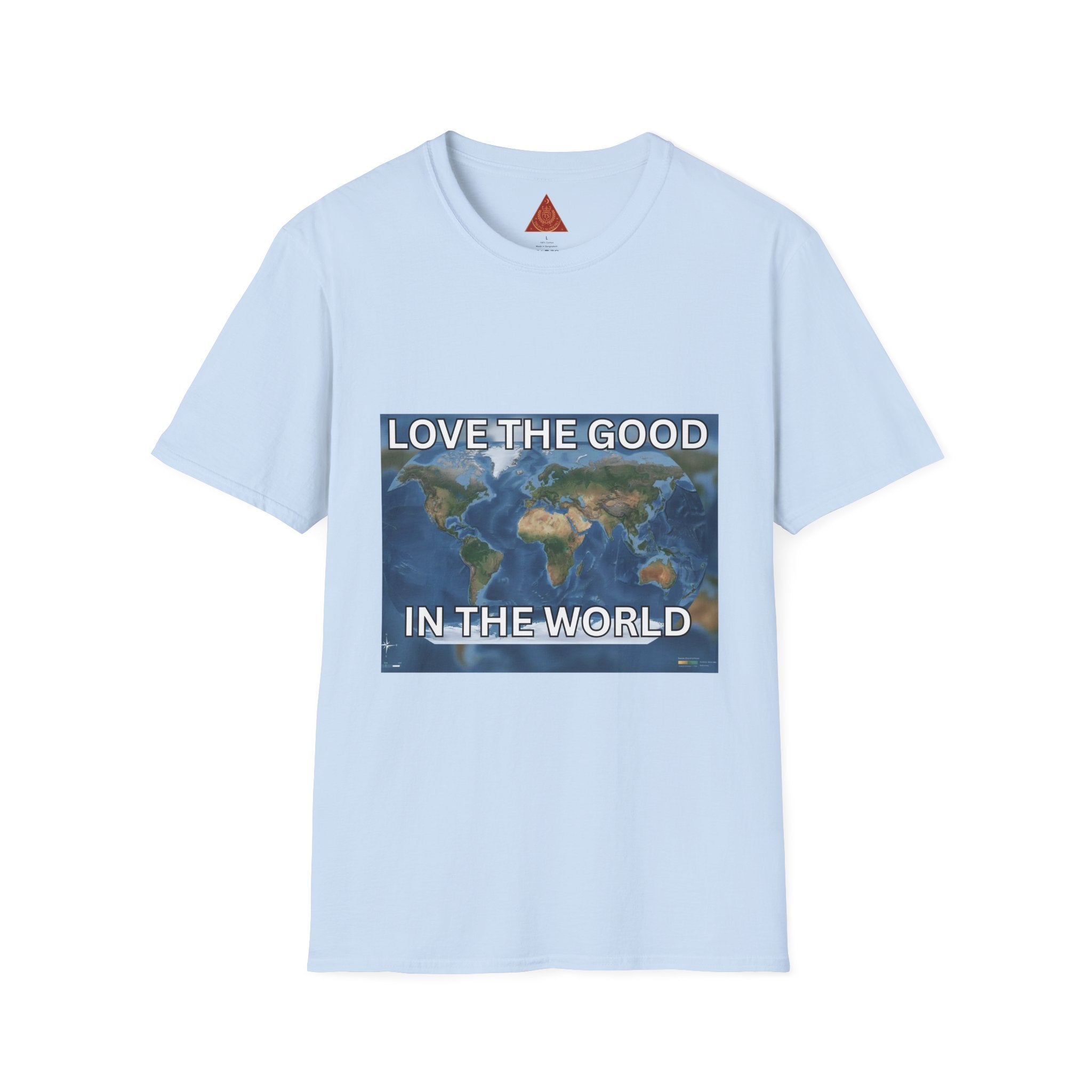 Trono Supremo | Contemporary | Love the Good in the World T-Shirt — Earth Map Positive Message Tee