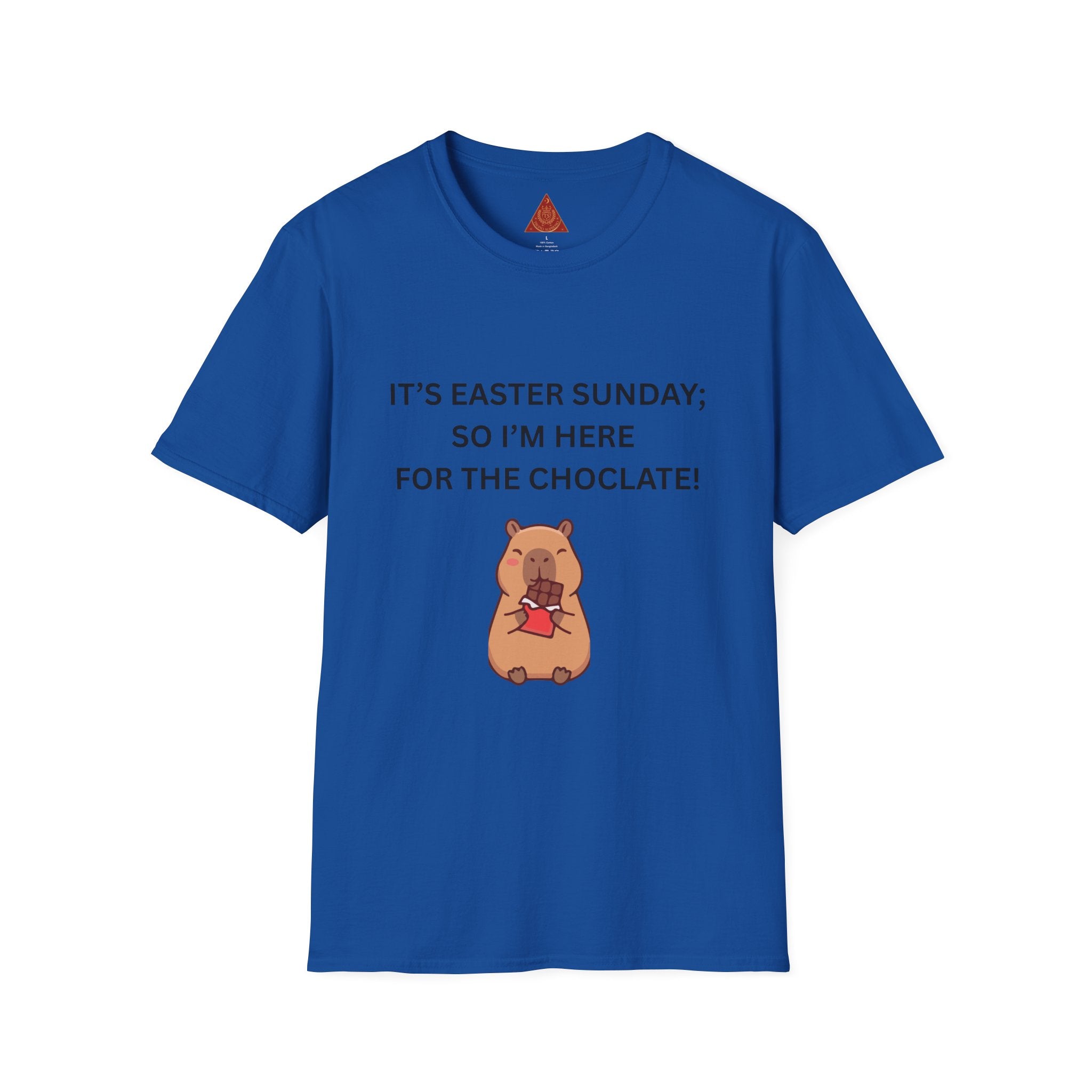 Trono Supremo |  Contemporary  |  Easter Chocolate Shirt — "It's Easter Sunday; So I'm Here for the Chocolate!" with Cute Bunny