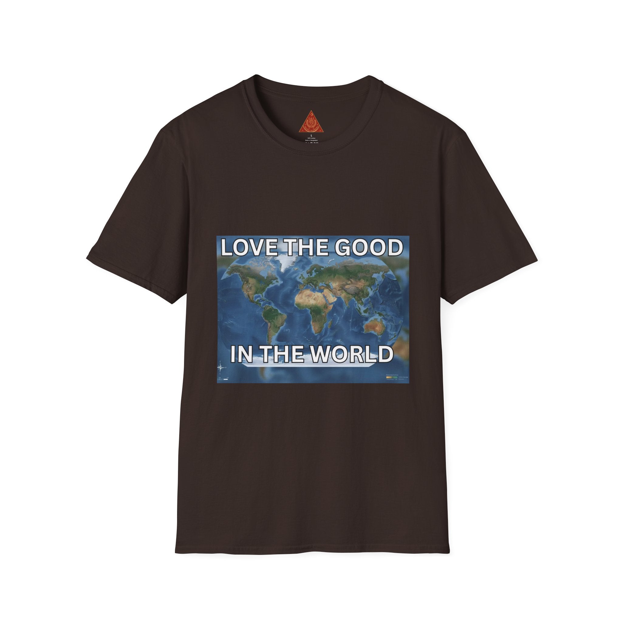 Trono Supremo | Contemporary | Love the Good in the World T-Shirt — Earth Map Positive Message Tee