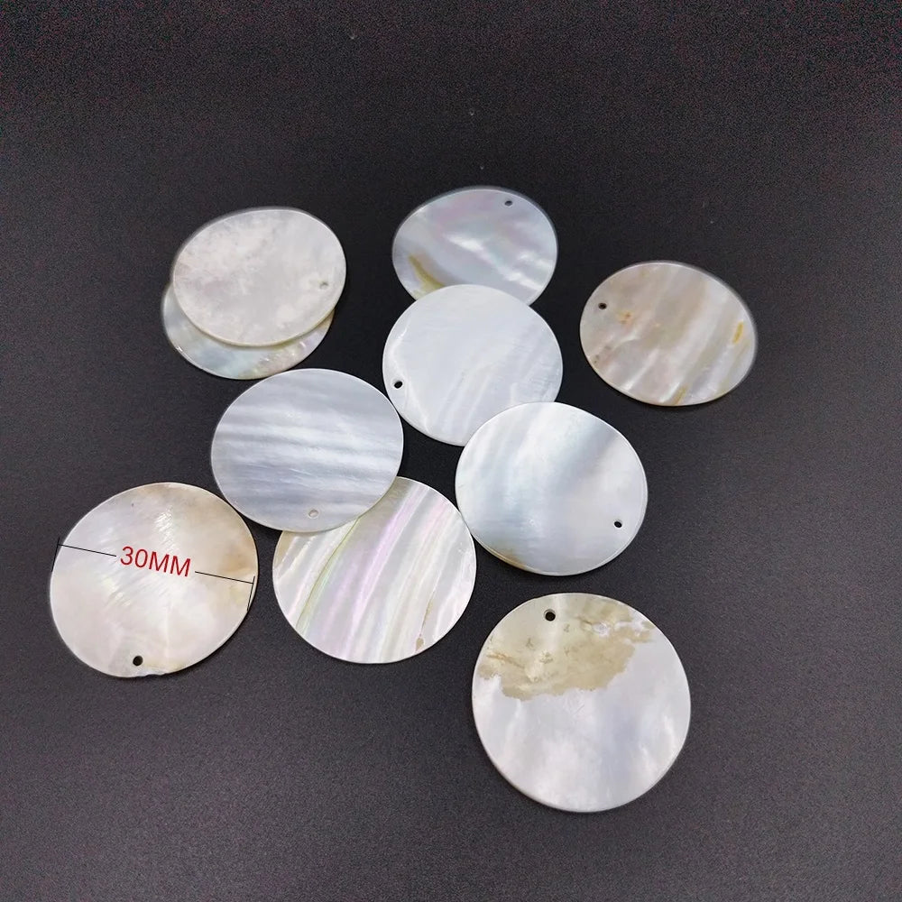 10-45MM 4PCS Natural Shell Round Discs With Holes For DIY Jewelry Making Pendants, Earrings, Pendants And Wind Chime Accessories