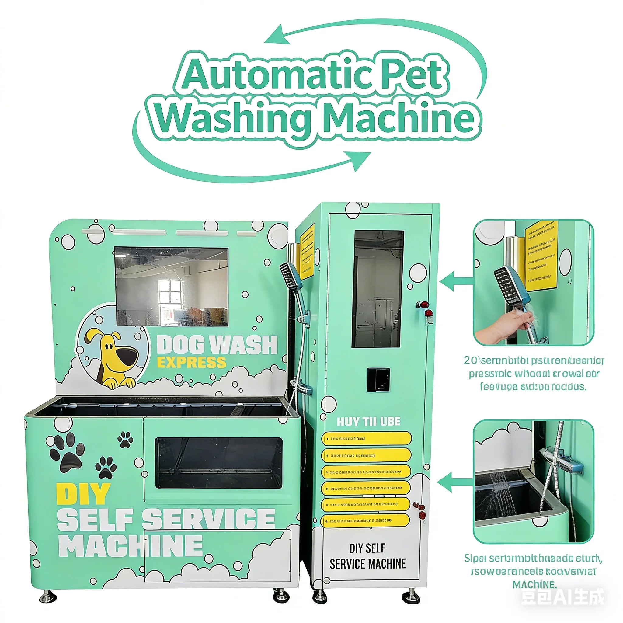 Self Service Dog Wash Station Coin Operated Pet Vending Machine Automatic Shampoo Dispensing Dog Spa Tub for Parks Pet Stores