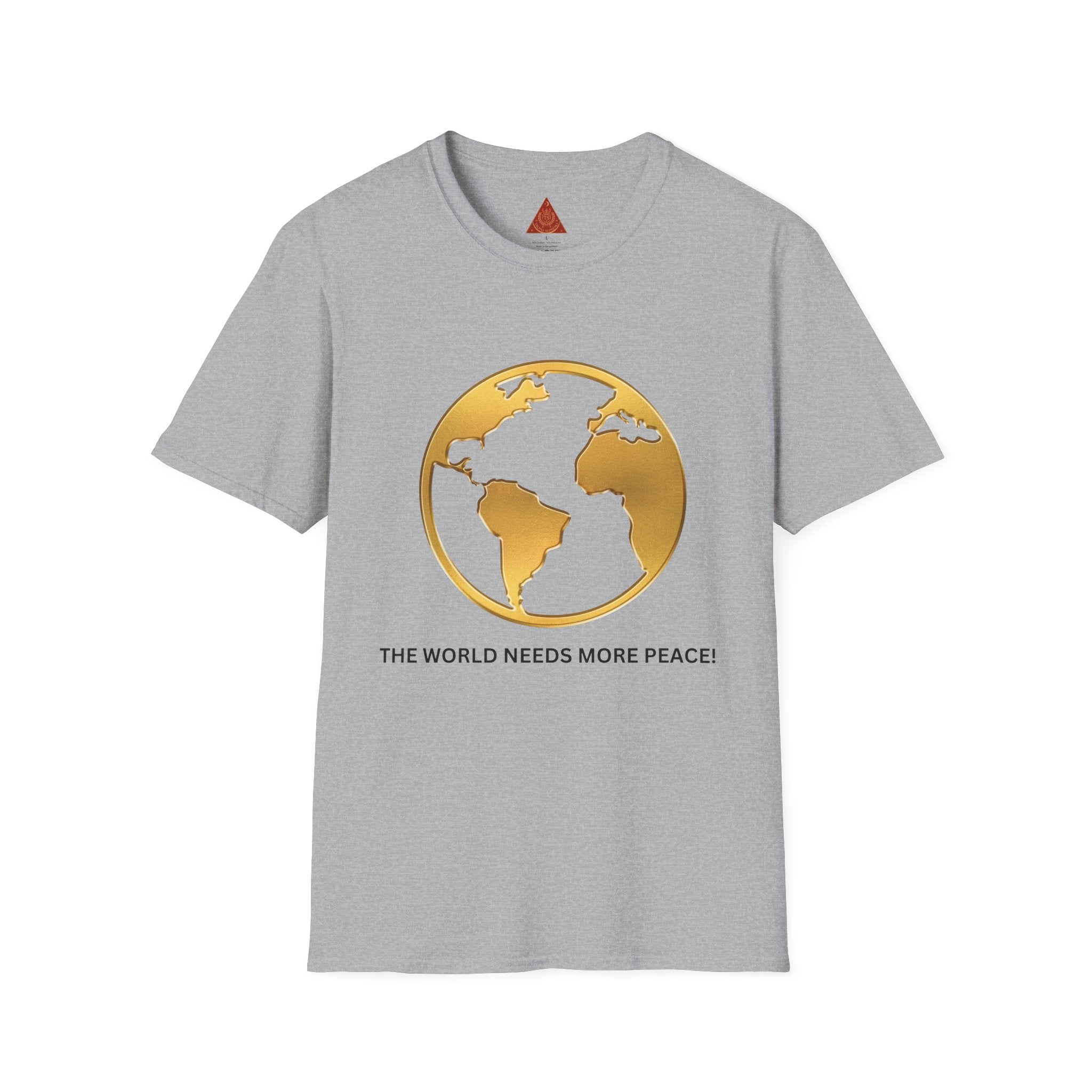 Trono Supremo | Peace Globe T-Shirt — "The World Needs More Peace" Gold Earth Tee