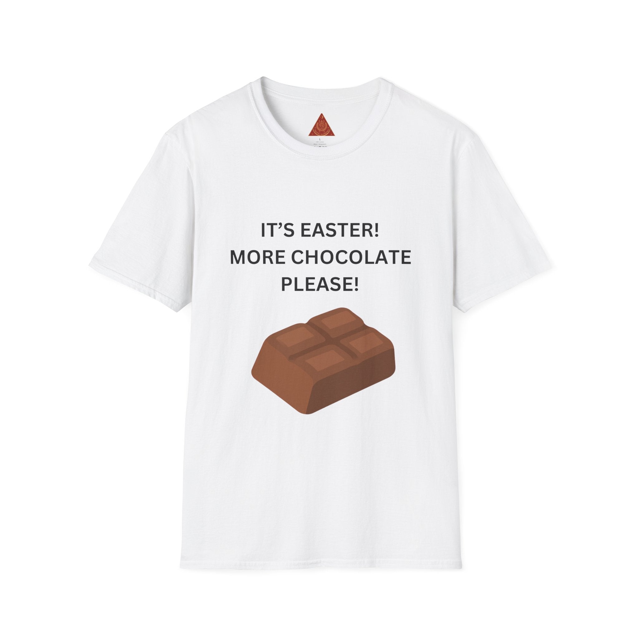 Trono Supremo |  Contemporary  |  Easter Chocolate T-Shirt — "It’s Easter! More Chocolate Please!" Graphic Tee
