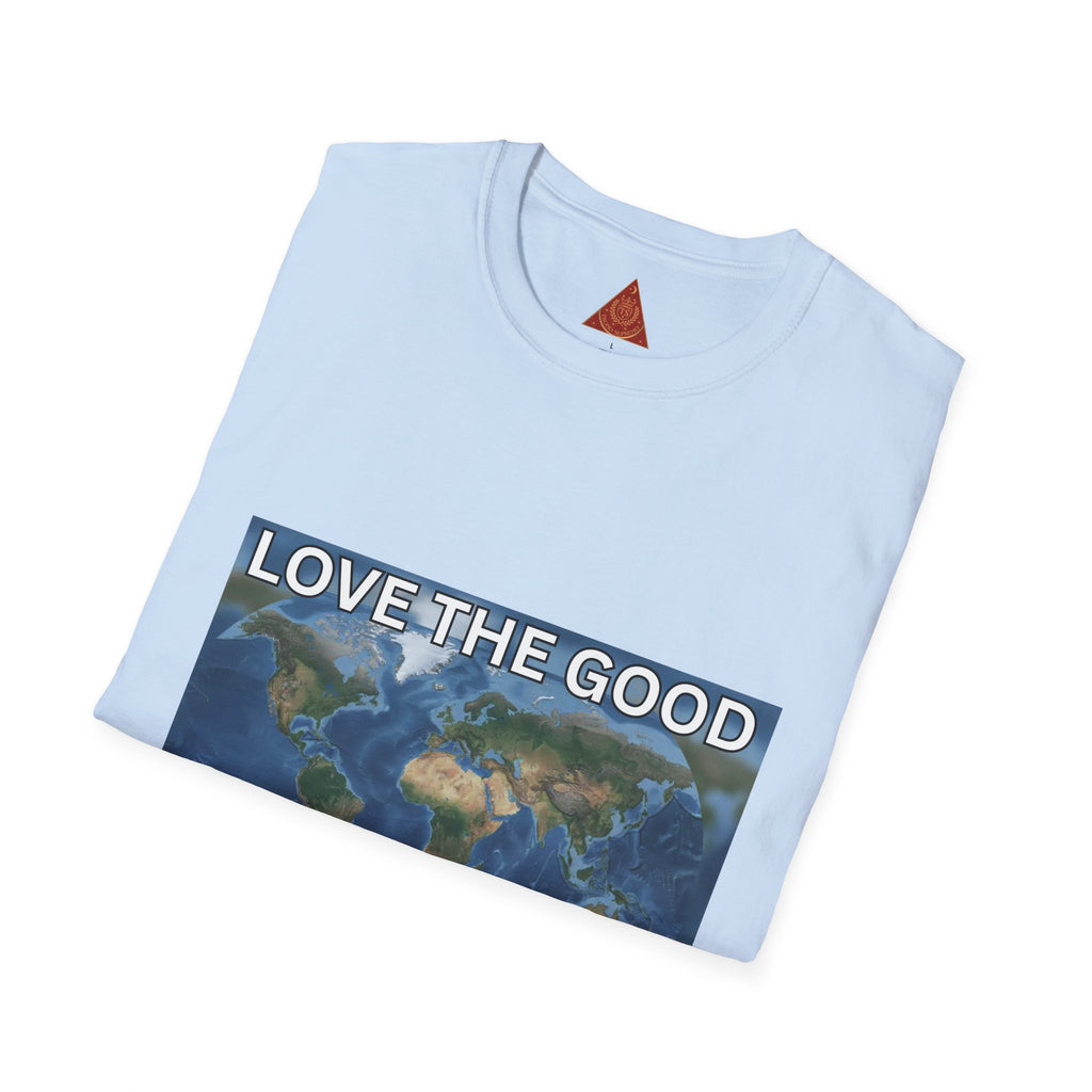 Trono Supremo | Contemporary | Love the Good in the World T-Shirt — Earth Map Positive Message Tee