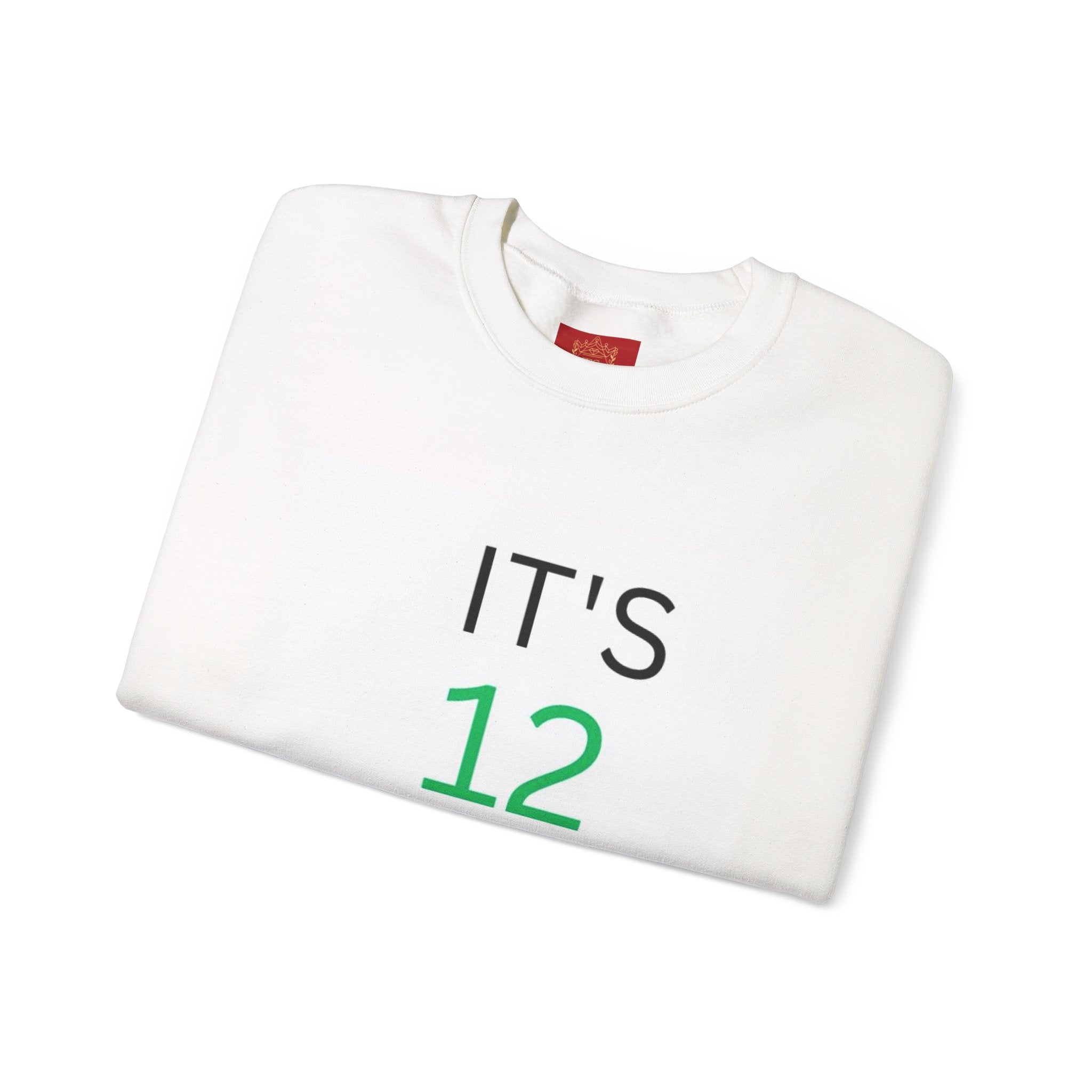 Crewneck Sweatshirt — "It's 12 Time!" Minimal Typographic Pullover