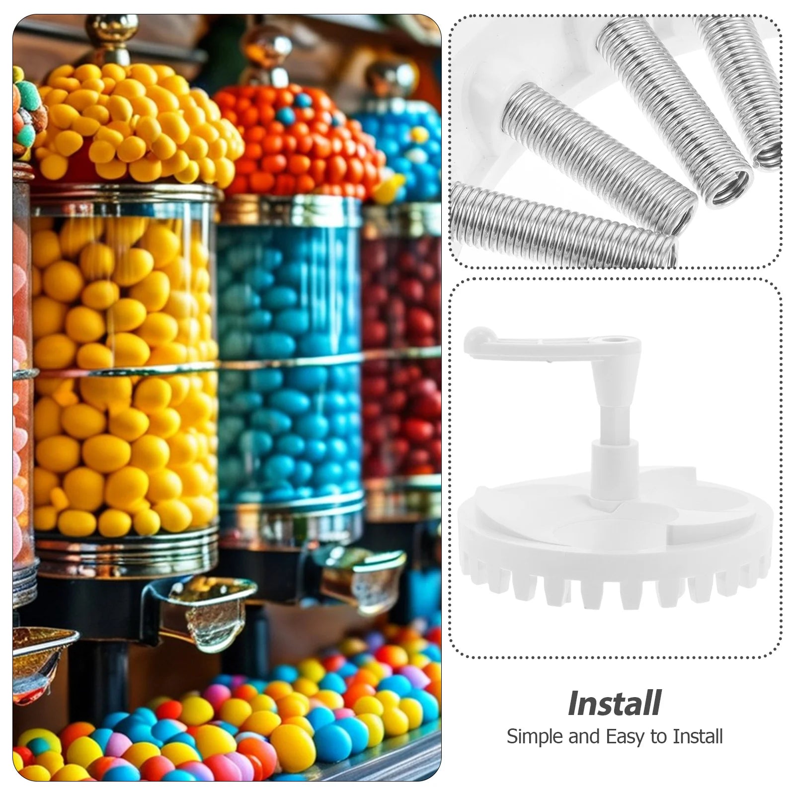 1 Set Candy Machine Gear and Adjustable Wheel Replacement Parts Smooth Operation for Gumball Vending Dispenser Machine Accessory