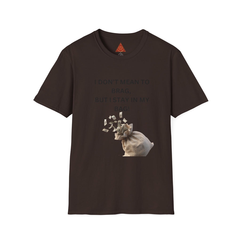 Trono Supremo  |  Contemporary  |  I Don't Mean to Brag But I Stay in My Bag T-Shirt — Funny Cat Money Bag Graphic Tee