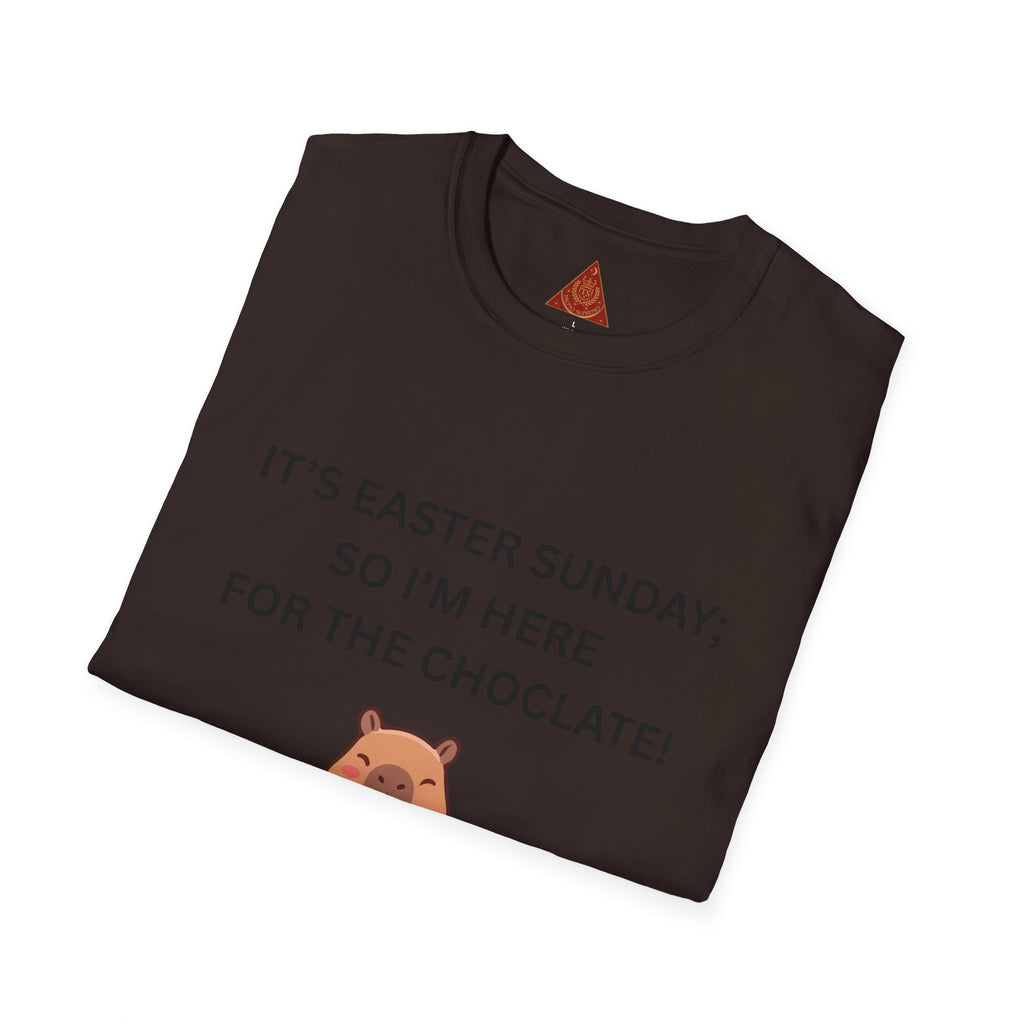 Trono Supremo |  Contemporary  |  Easter Chocolate Shirt — "It's Easter Sunday; So I'm Here for the Chocolate!" with Cute Bunny