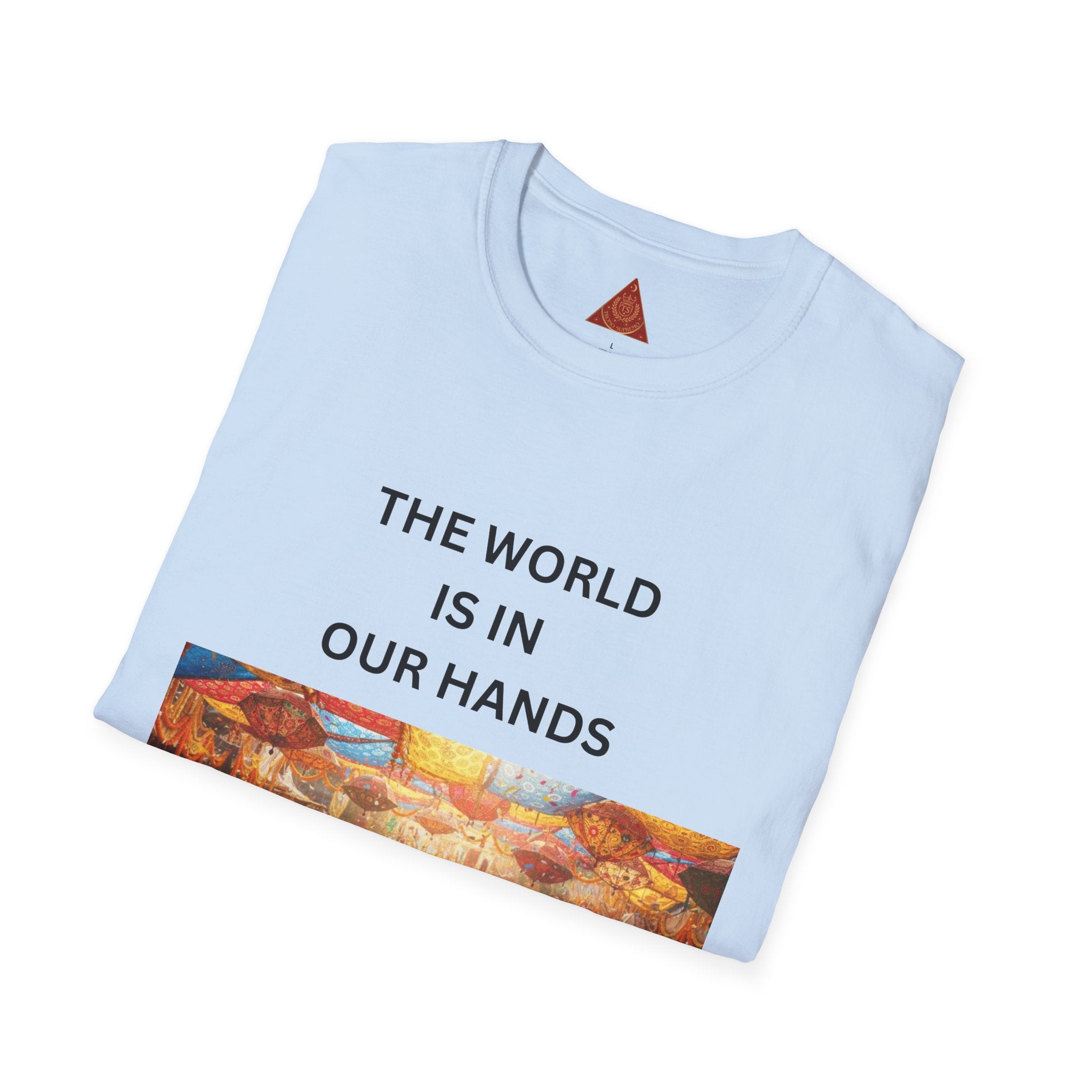Trono Supremo | Contemporary | T‑Shirt — "The World Is In Our Hands" Peace & Unity Graphic Tee