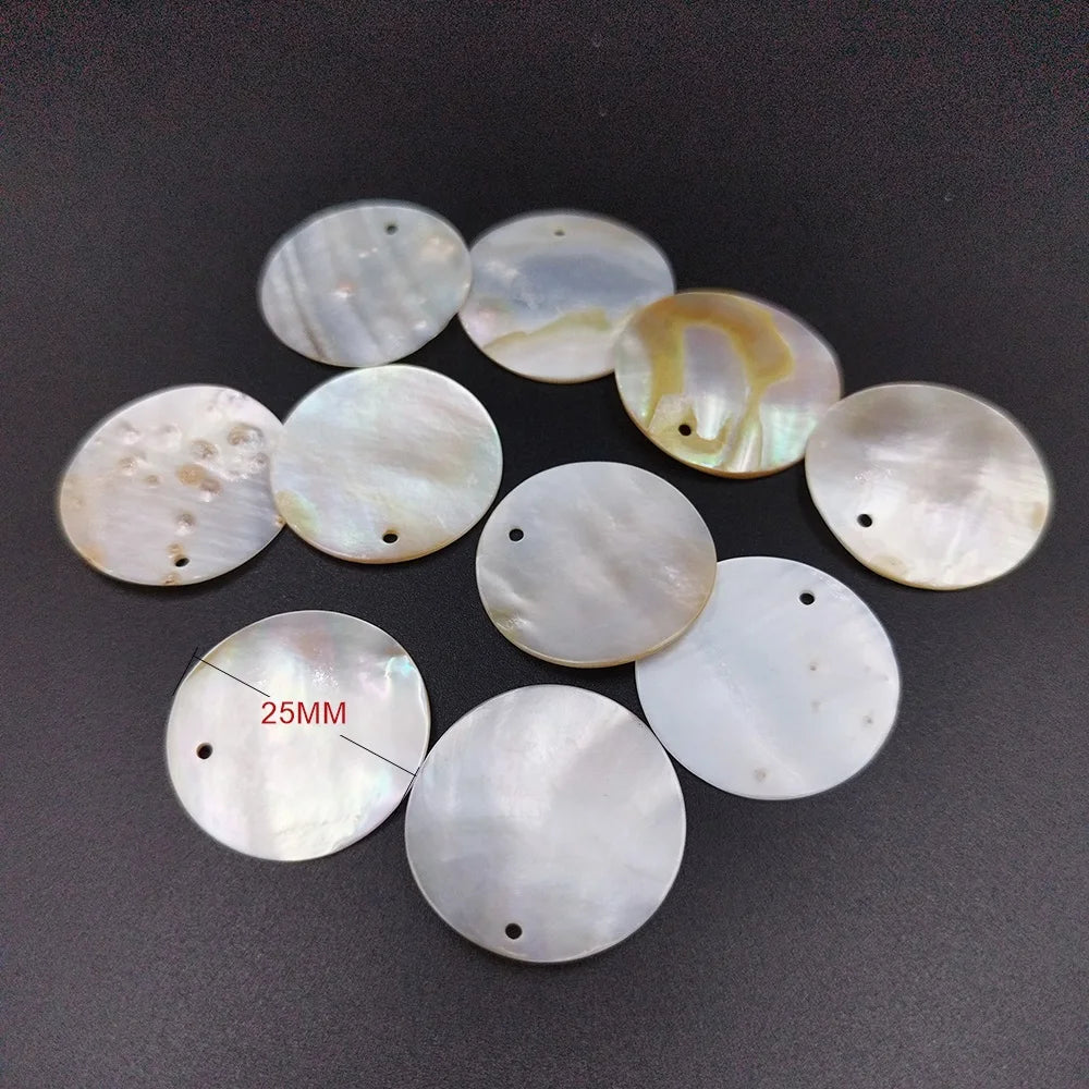 10-45MM 4PCS Natural Shell Round Discs With Holes For DIY Jewelry Making Pendants, Earrings, Pendants And Wind Chime Accessories
