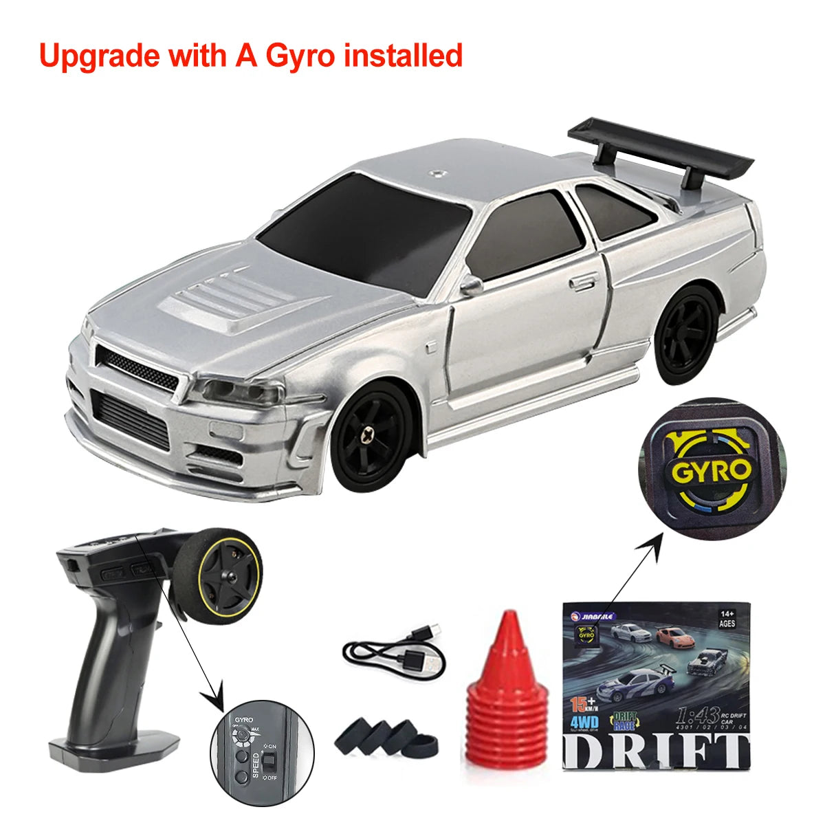 1/43 RC Drift Car Upgrade Mini Racing Crawler with Gyro 2.4G Remote Control Drifting 4WD Off-road Vehicle Model Toys