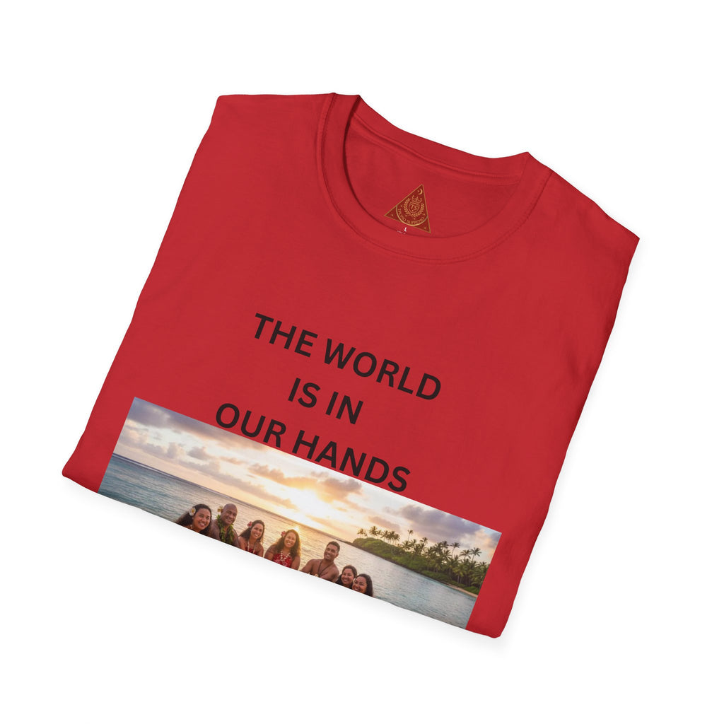 Trono Supremo { Contemporáneo | Camiseta — Camiseta inspiradora con foto de playa "El mundo está en nuestras manos"