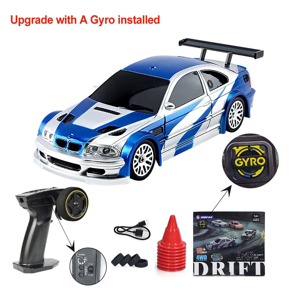 1/43 RC Drift Car Upgrade Mini Racing Crawler with Gyro 2.4G Remote Control Drifting 4WD Off-road Vehicle Model Toys