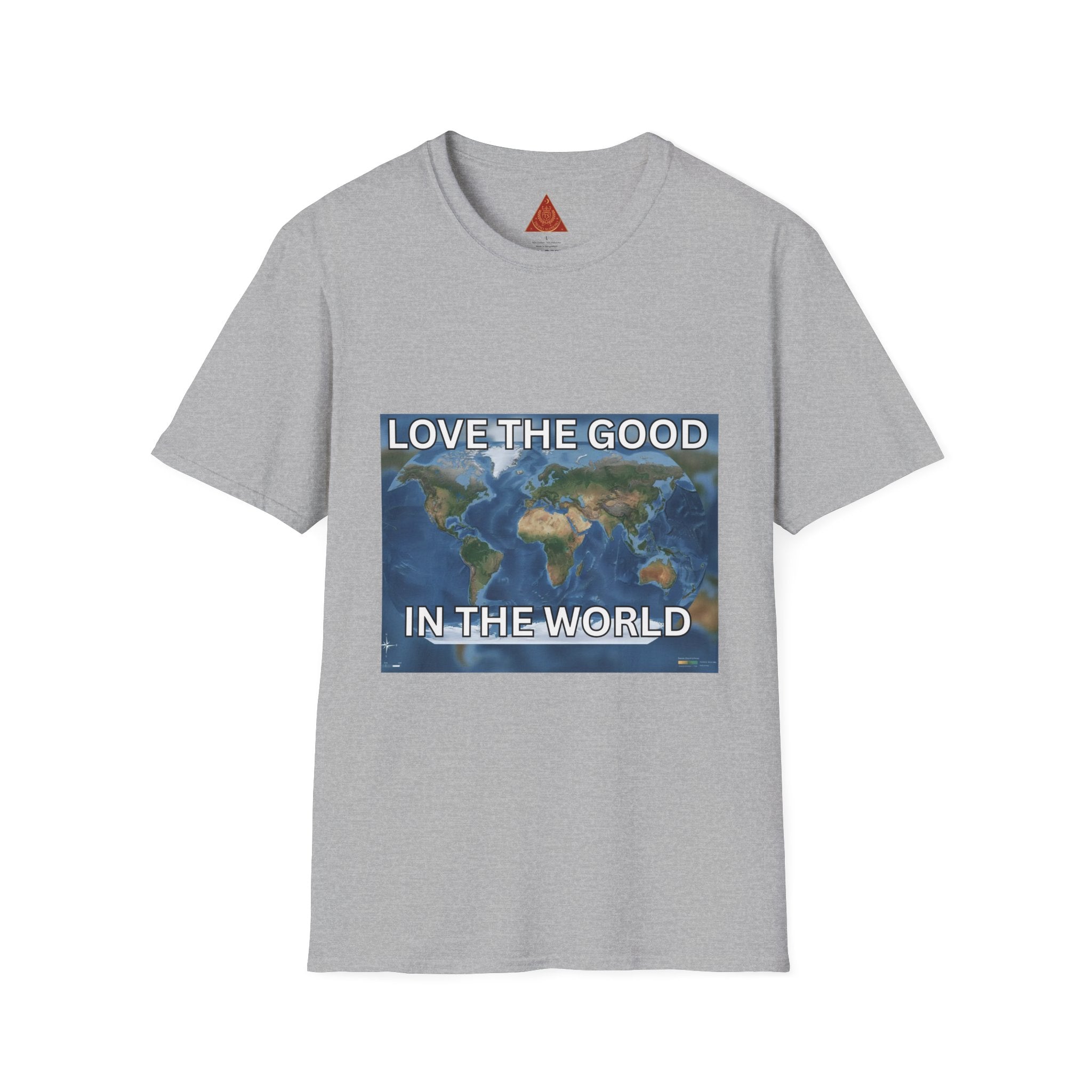 Trono Supremo | Contemporary | Love the Good in the World T-Shirt — Earth Map Positive Message Tee