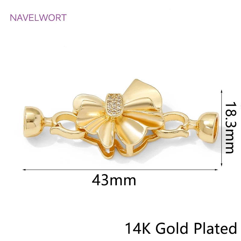 1/2Pcs 14K Gold Plated Pearl Clasps Fastener,Clasps For Bracelets,with Zircon Connector Clasps For Jewelry,DIY Jewelry Findings