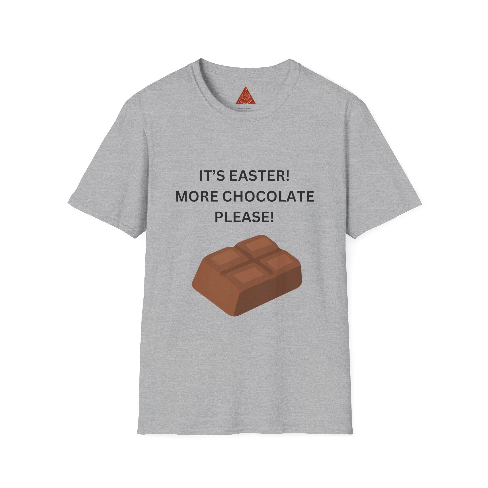 Trono Supremo |  Contemporary  |  Easter Chocolate T-Shirt — "It’s Easter! More Chocolate Please!" Graphic Tee