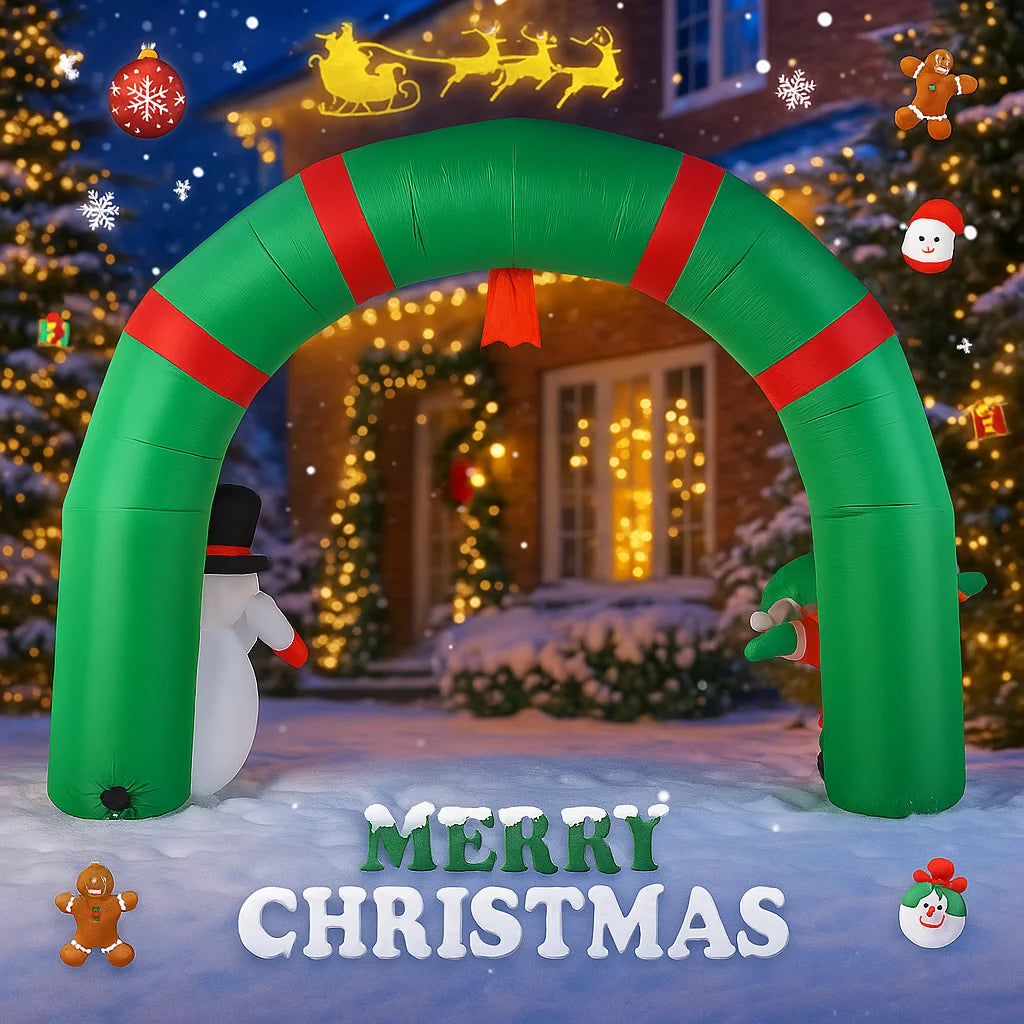10.17FT Giant Christmas Inflatable Toy Arch Snowman Santa With LED Lights Xmas Yard Lawn Party Supplies Home Decor Ornament