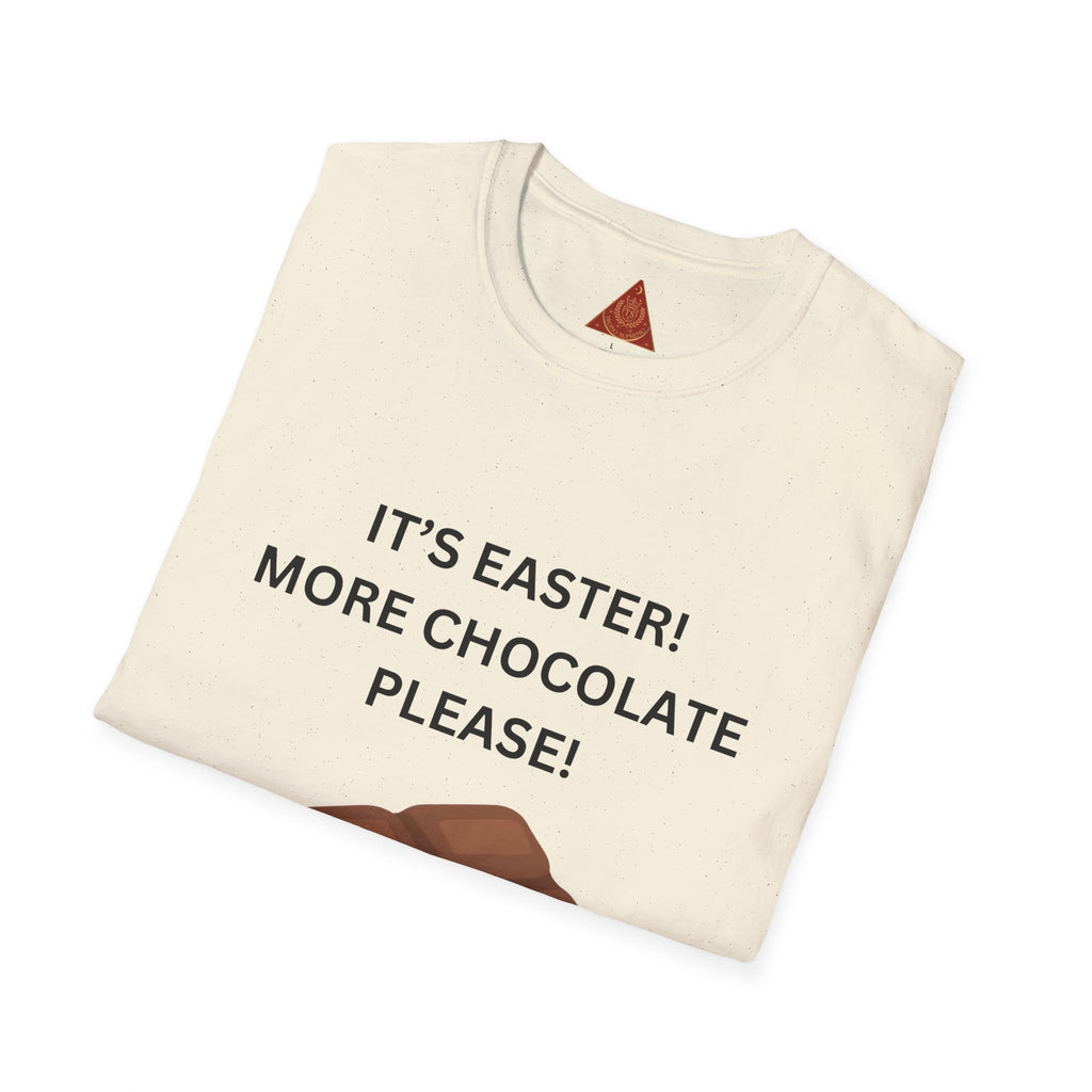 Trono Supremo |  Contemporary  |  Easter Chocolate T-Shirt — "It’s Easter! More Chocolate Please!" Graphic Tee